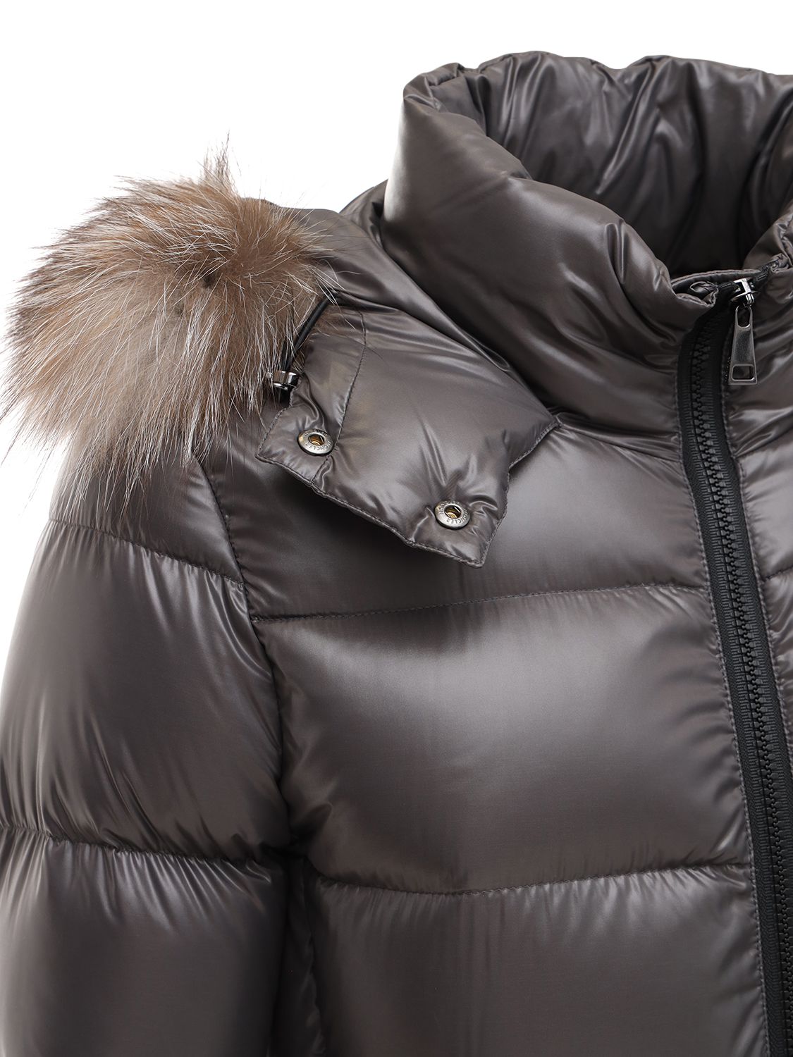 MONCLER HUDSON LONG NYLON LAQUÉ DOWN COAT