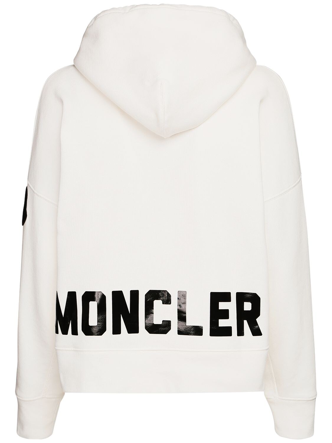 Moncler Logo Print Jersey Sweatshirt Hoodie In White,black