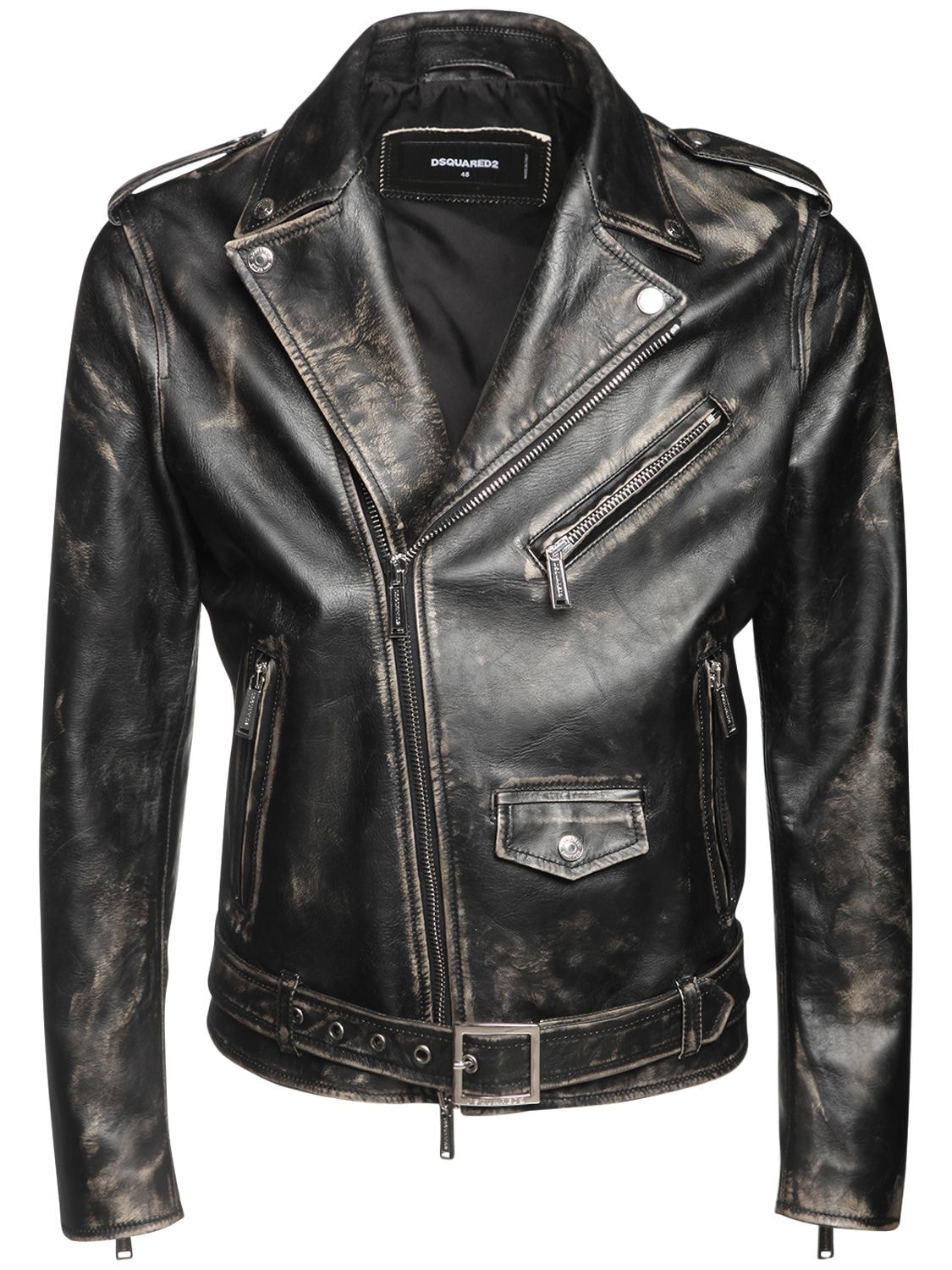 Dsquared2 Leather Biker Jacket In Black | ModeSens