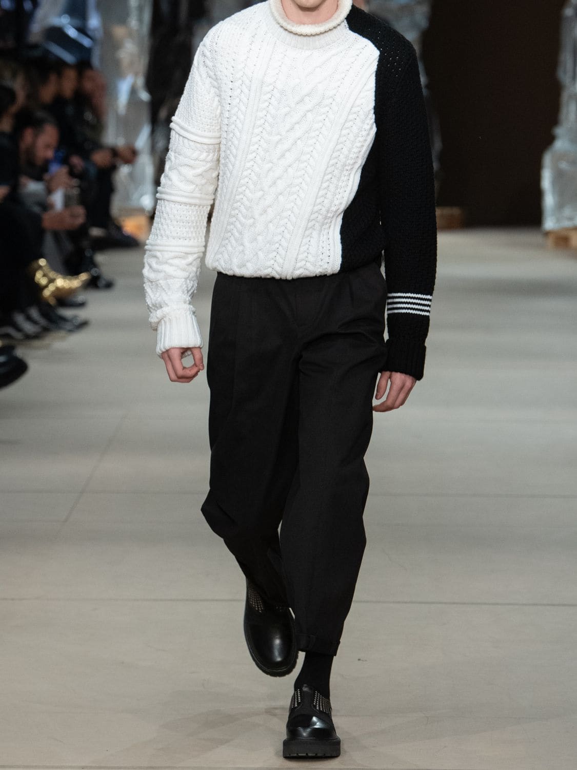 NEIL BARRETT WOOL CABLE KNIT SWEATER,72I05I015-MJKZMG2