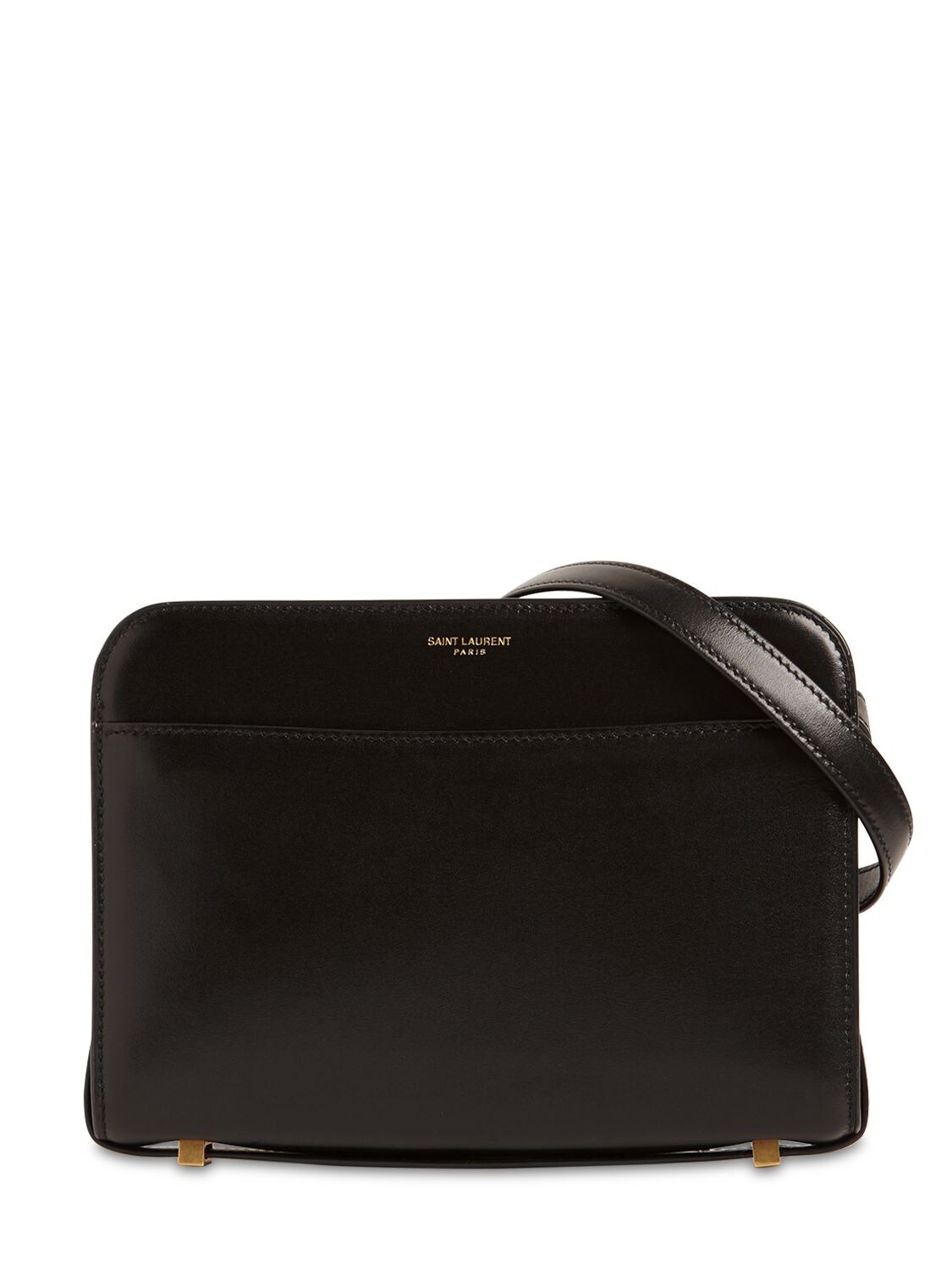 Saint Laurent Reverse Smooth Leather Shoulder Bag In Black