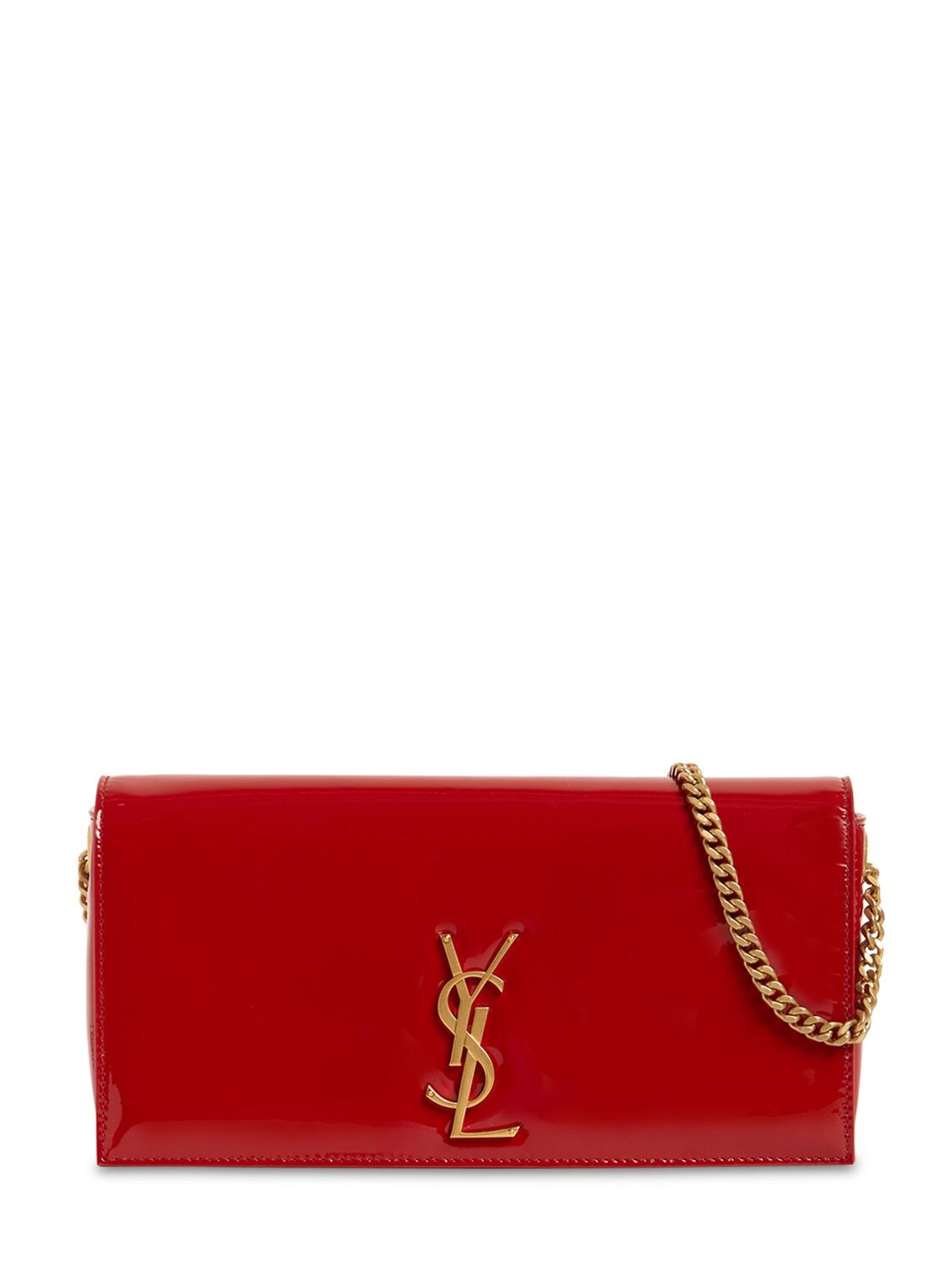 Saint Laurent Kate 99 Baguette Patent Leather Bag In Red
