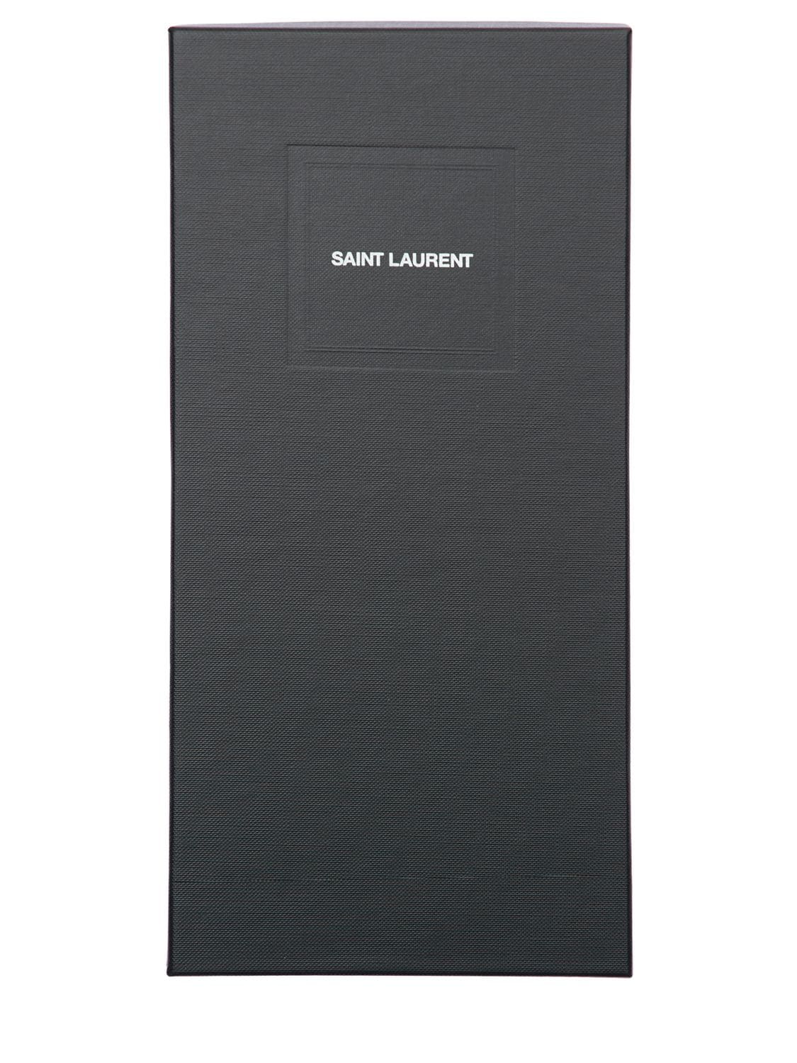 Shop Saint Laurent Ysl Crystal Thigh Highs In Black