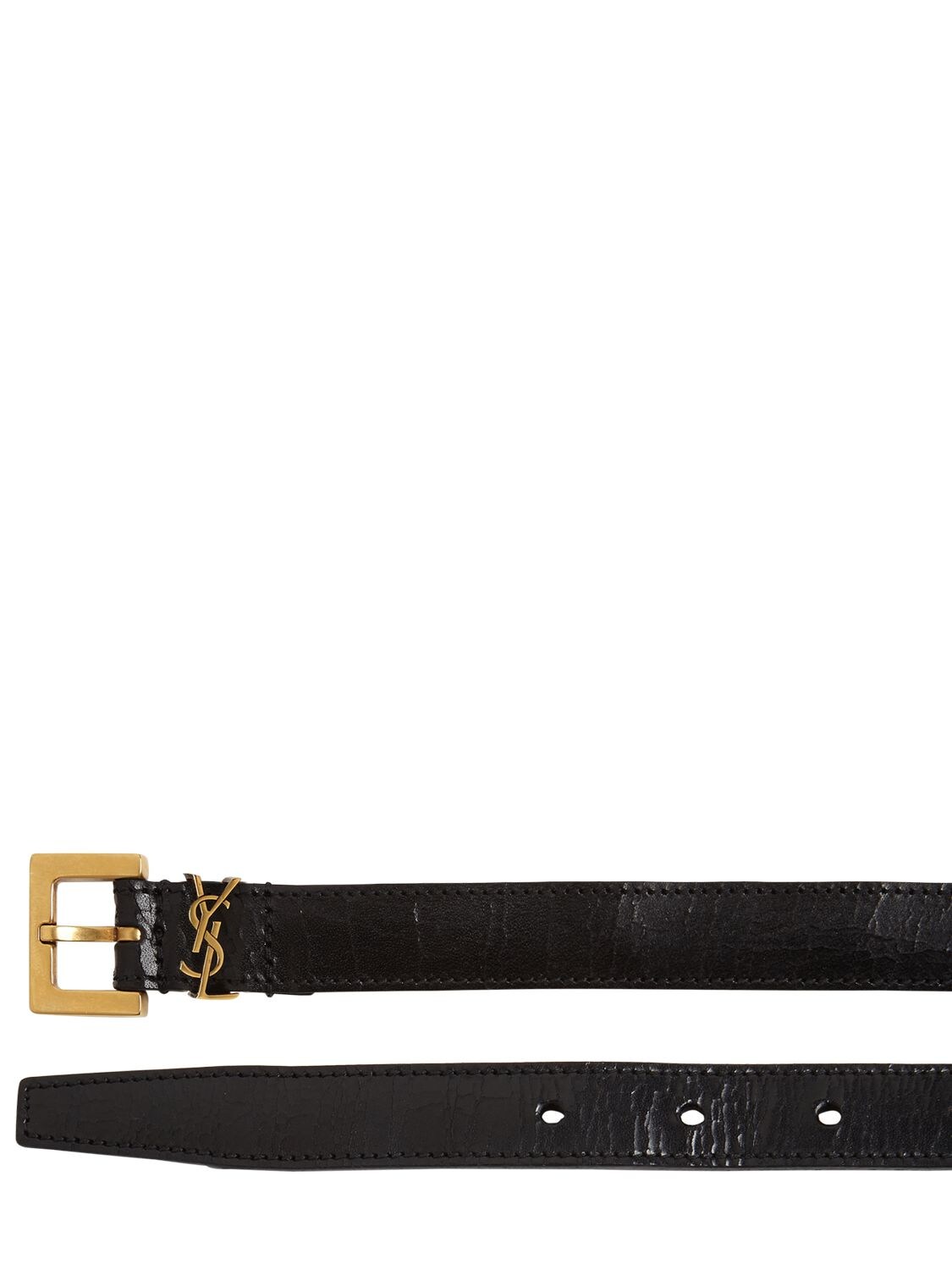 Shop Saint Laurent 20mm Monogram Leather Belt In Black