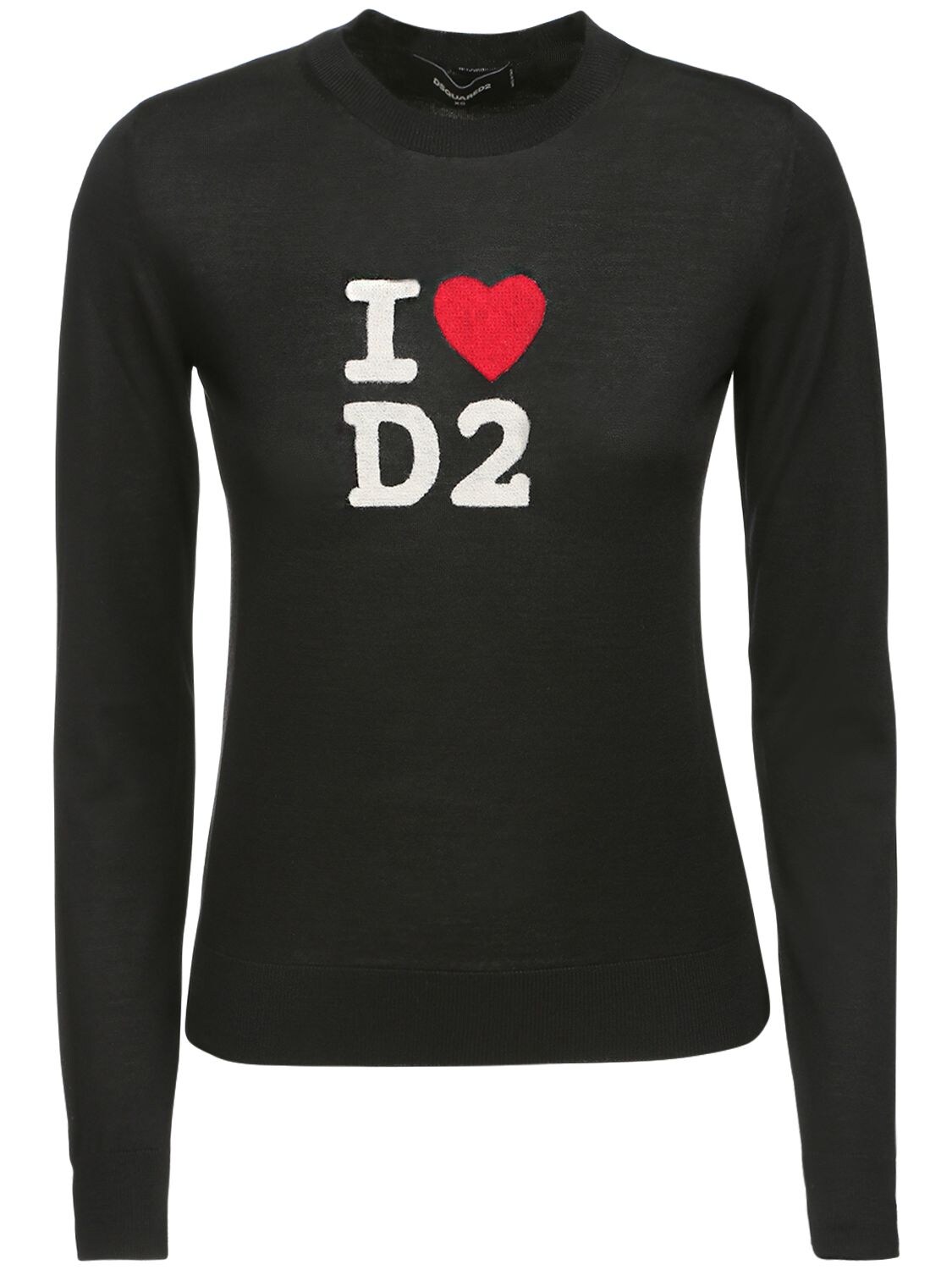 DSQUARED2 I LOVE D2 INTARSIA KNIT WOOL SWEATER,72I07Y057-OTAW0