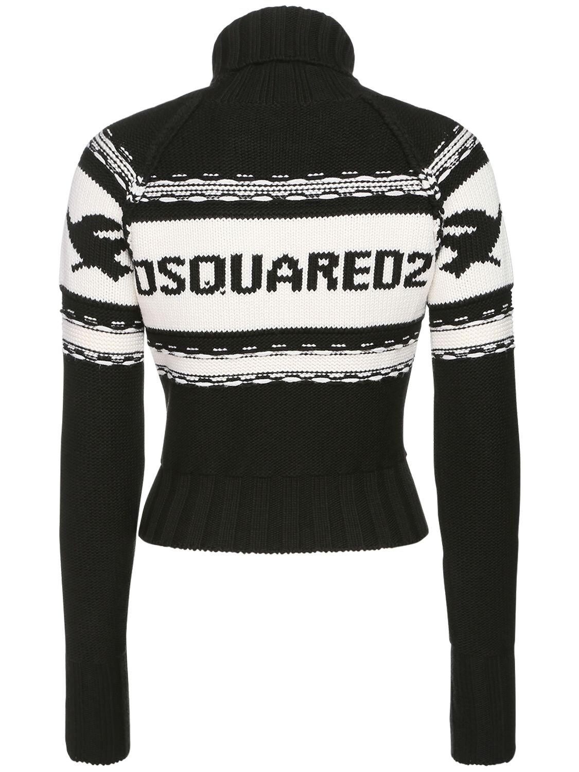 Dsquared2 Icon Wool Knit Crop Turtleneck Jumper In Black | ModeSens