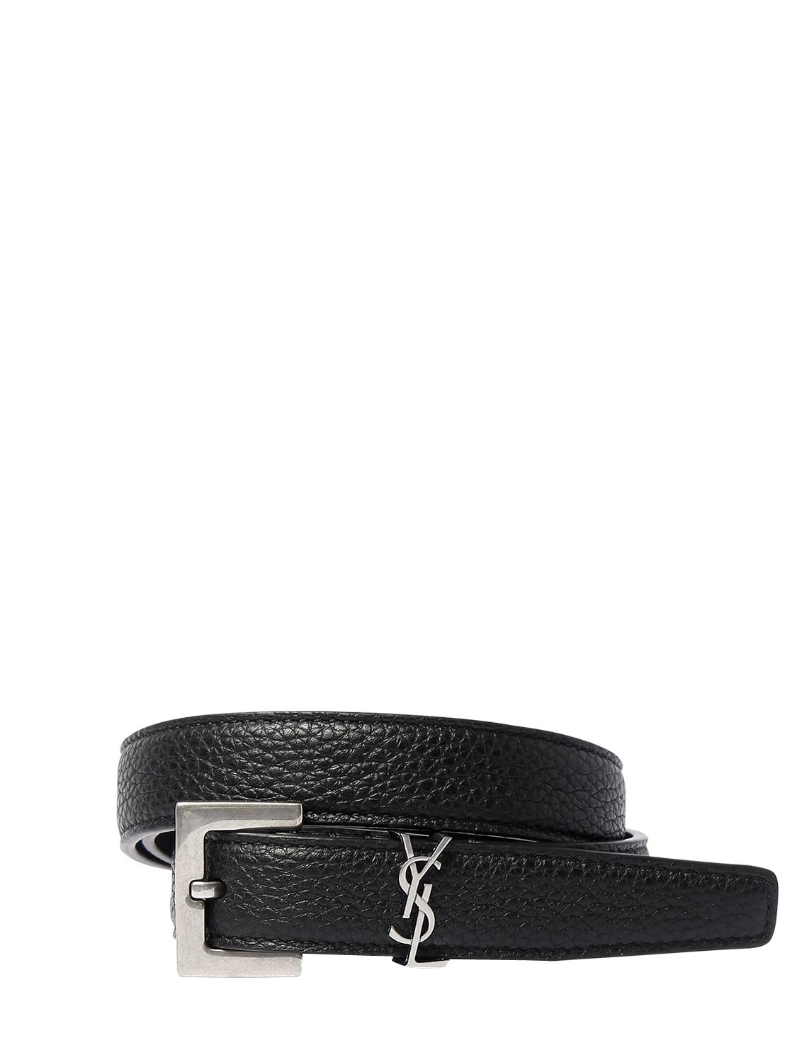 2cm Ysl Textured Leather Belt