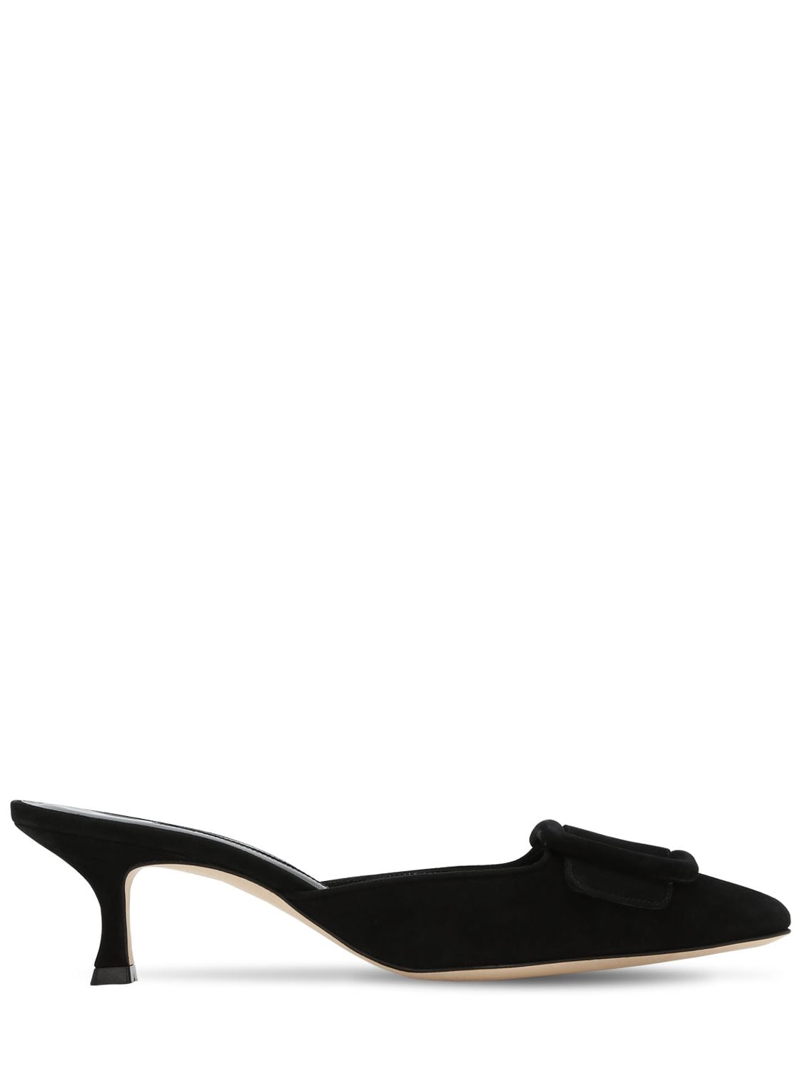 Shop Manolo Blahnik 50mm Maysale Suede Mules In Black