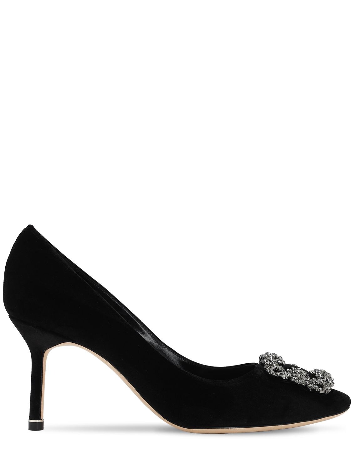 Manolo Blahnik - 70mm hangisi velvet pumps - Black | Luisaviaroma