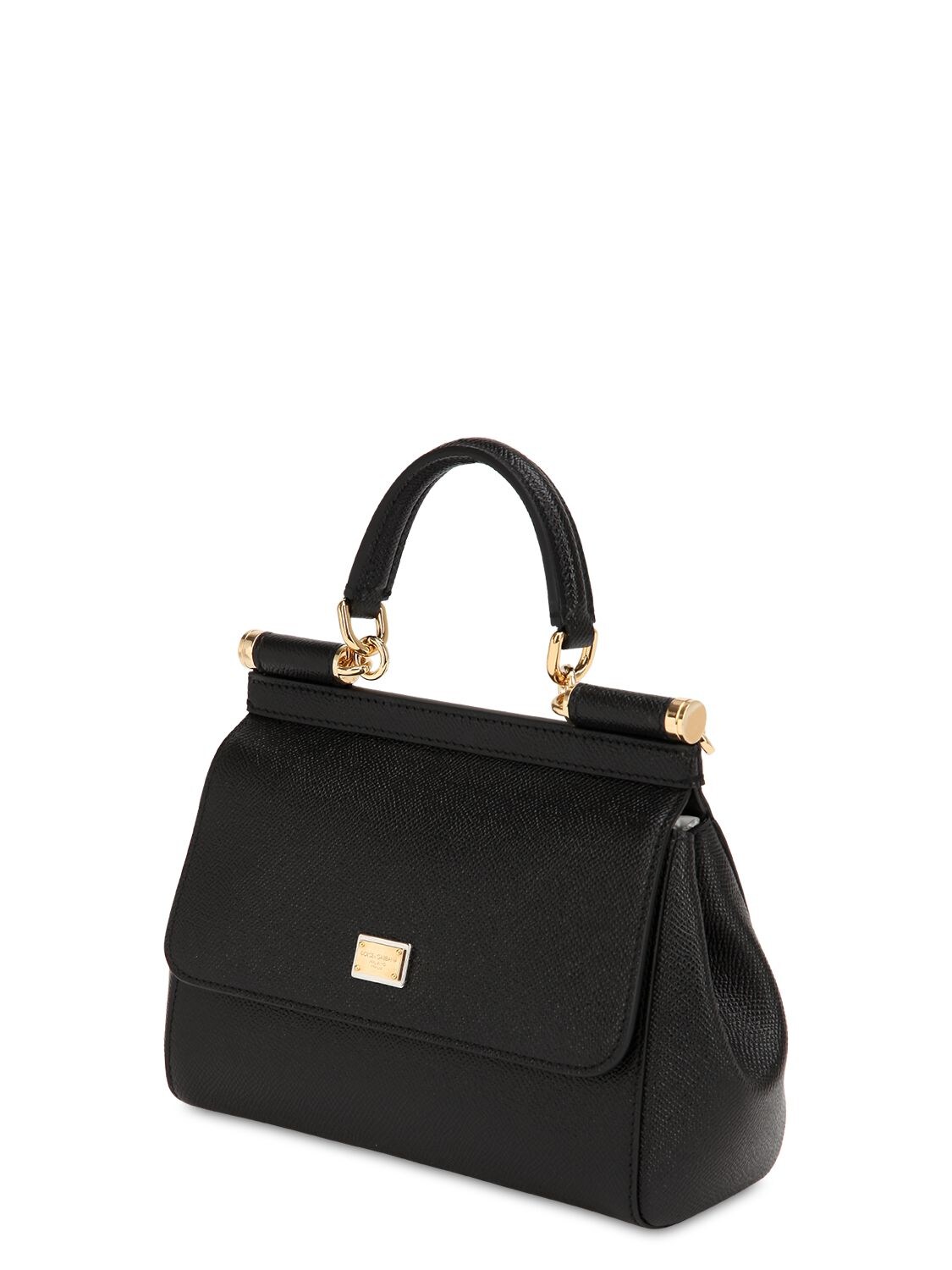 Shop Dolce & Gabbana Small Sicily Dauphine Leather Bag In Black