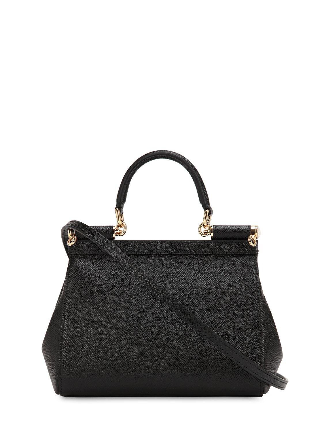 Shop Dolce & Gabbana Small Sicily Dauphine Leather Bag In Black