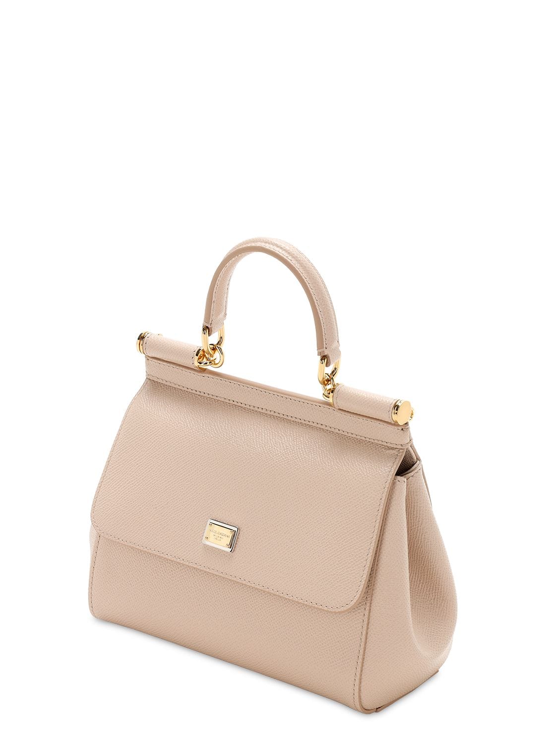 Shop Dolce & Gabbana Small Sicily Dauphine Leather Bag In Rosa Carne