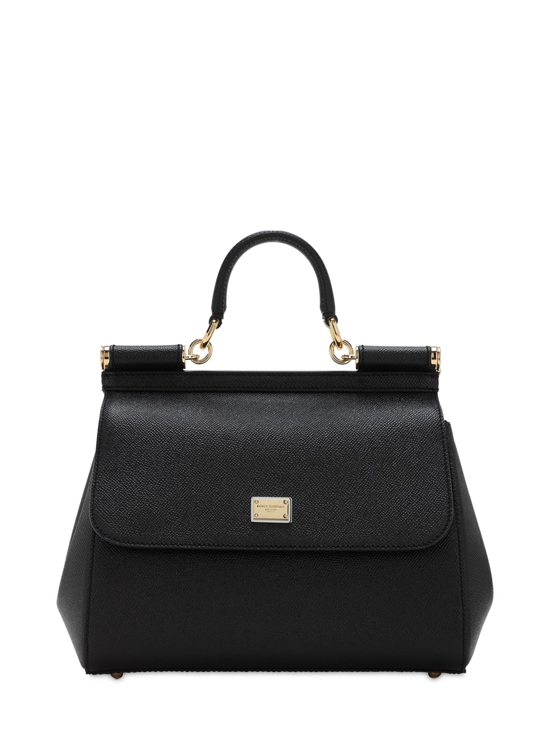 Dolce & Gabbana Medium Sicily Dauphine Leather Bag In Black