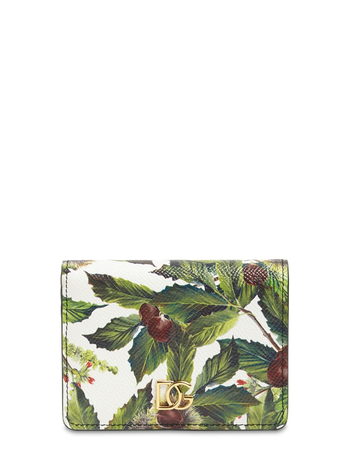 Dolce & Gabbana Printed Leather Compact Wallet In Castagni