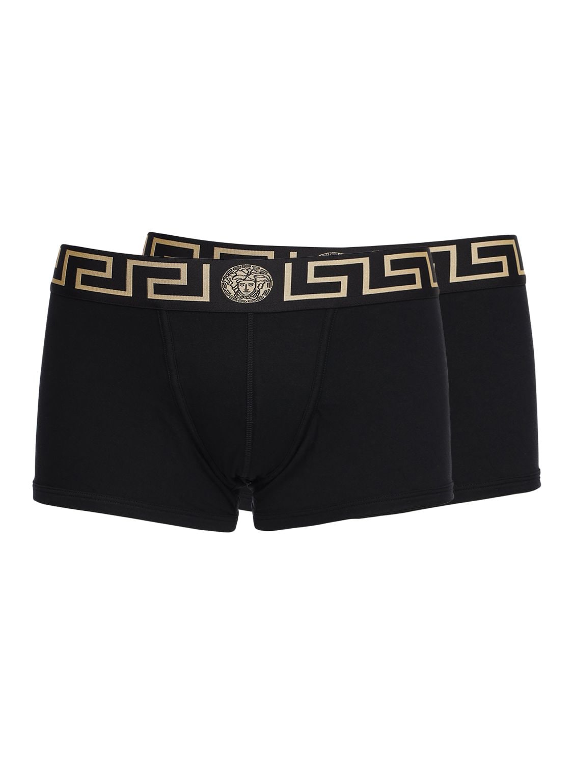 Versace Pack Of 2 Stretch Cotton Boxer Briefs In Black