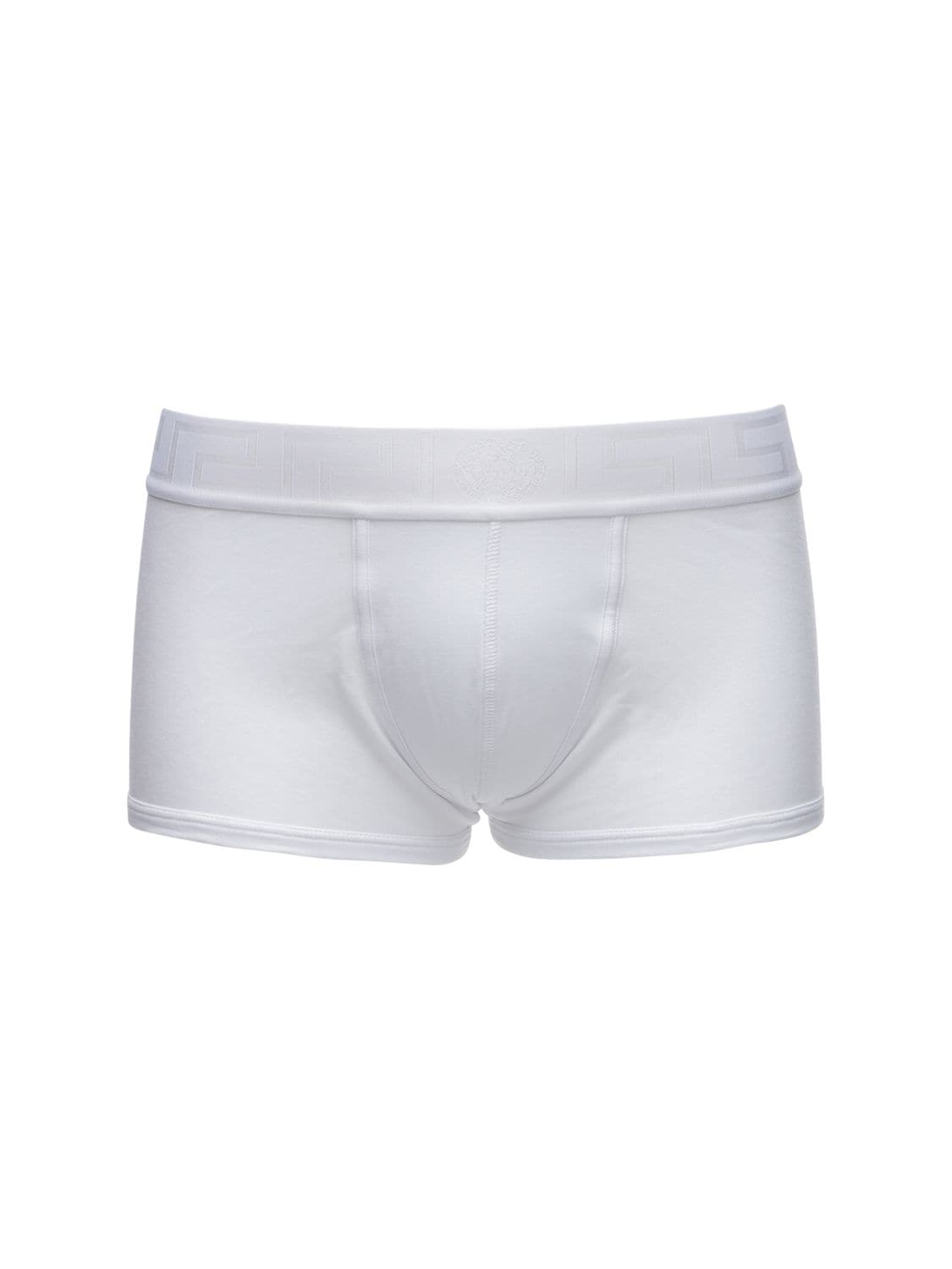 Versace Stretch Cotton Low Boxer Briefs In White