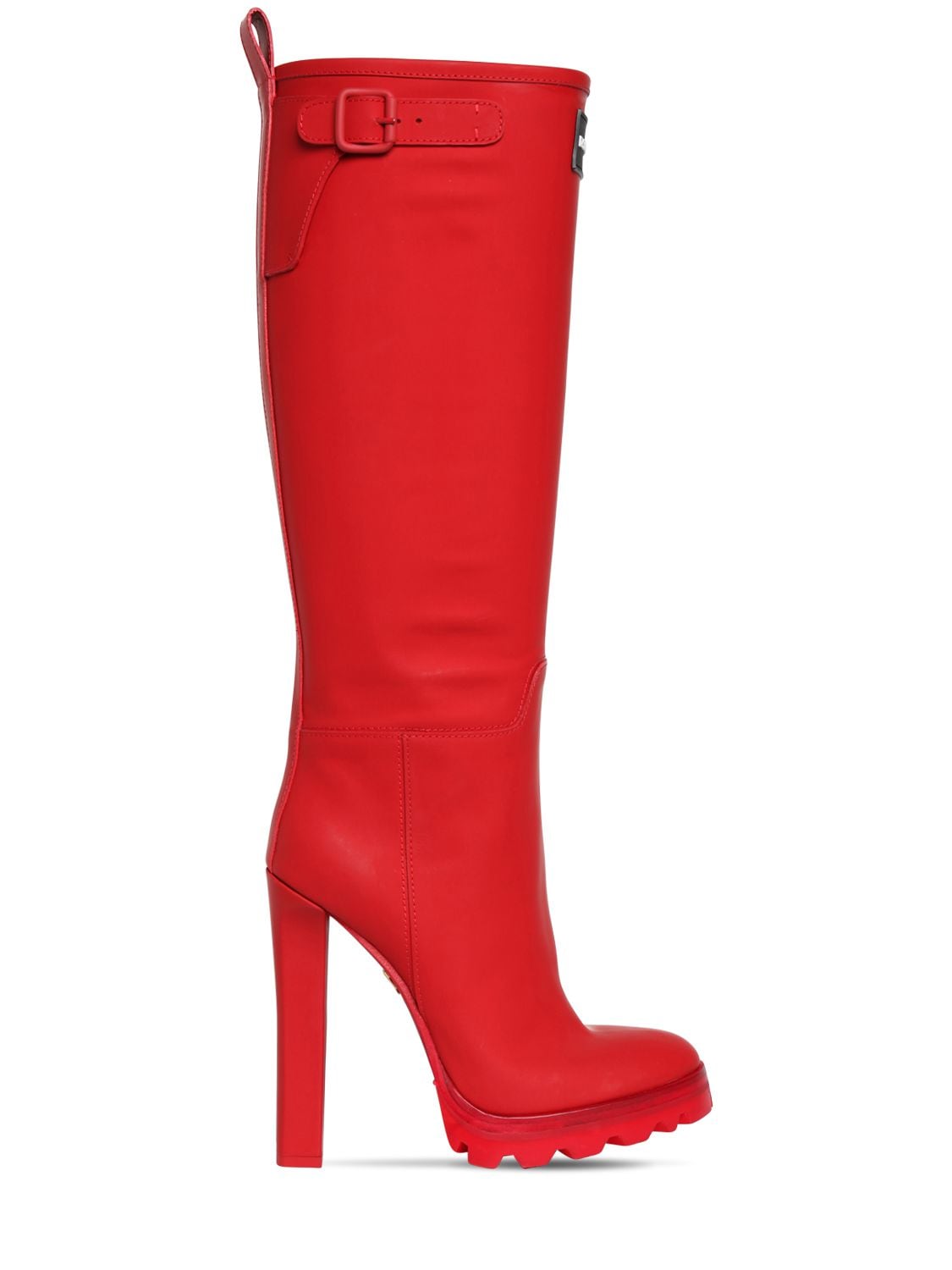 Dsquared2 120mm Tank Rain Leather Tall Boots In Red