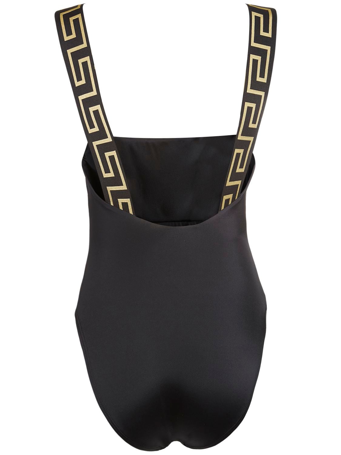 Shop Versace Greek Strap One Piece Swimsuit In Black