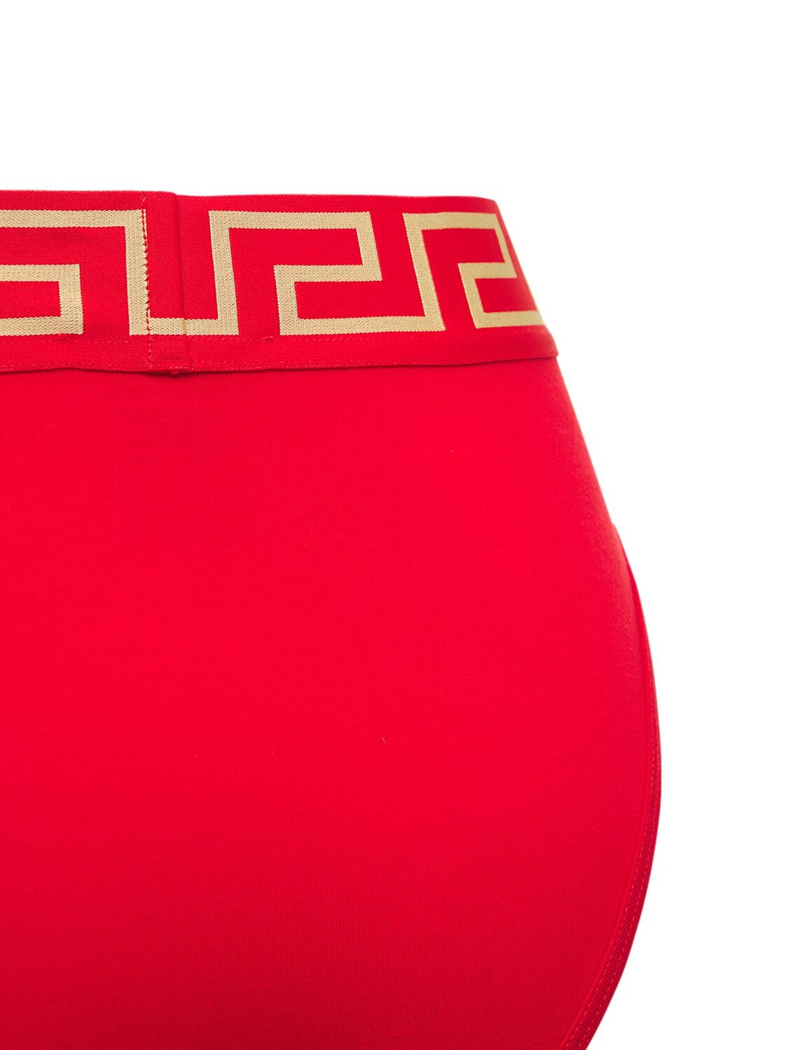 Shop Versace Stretch Cotton Jersey Briefs In Red