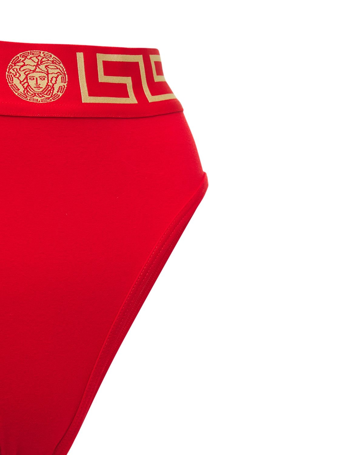 Shop Versace Stretch Cotton Jersey Briefs In Red