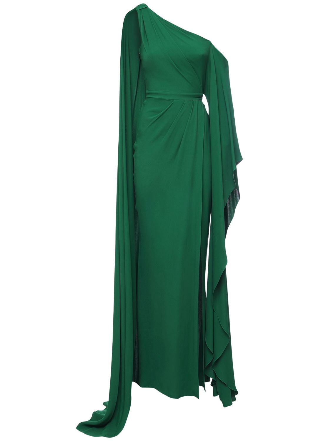 Zuhair Murad Asymmetrical One Shoulder Draped Gown In Green | ModeSens