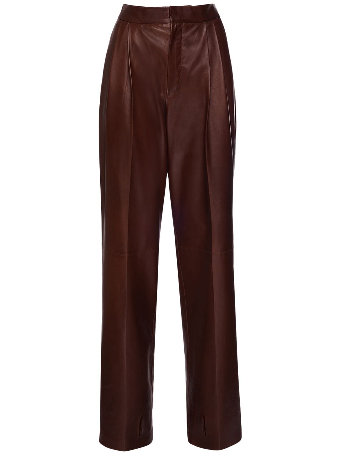 Jil Sander Leather Straight Pants In Brown