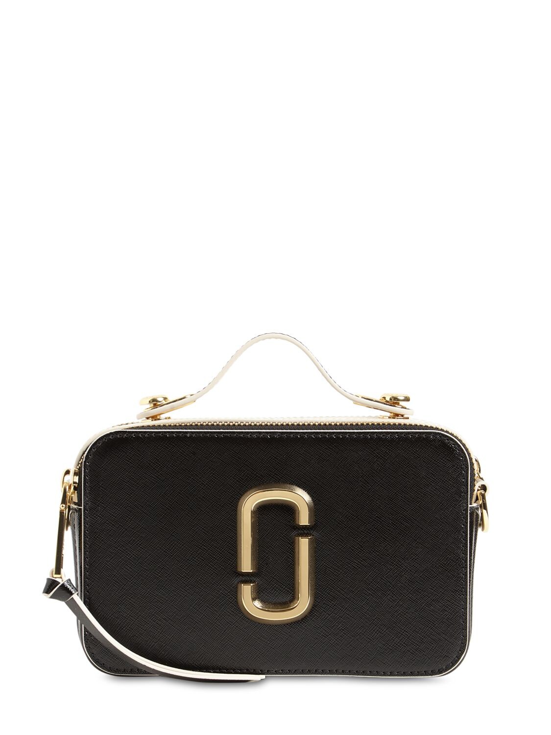 Marc Jacobs Large Snapshot Leather Bag In Black