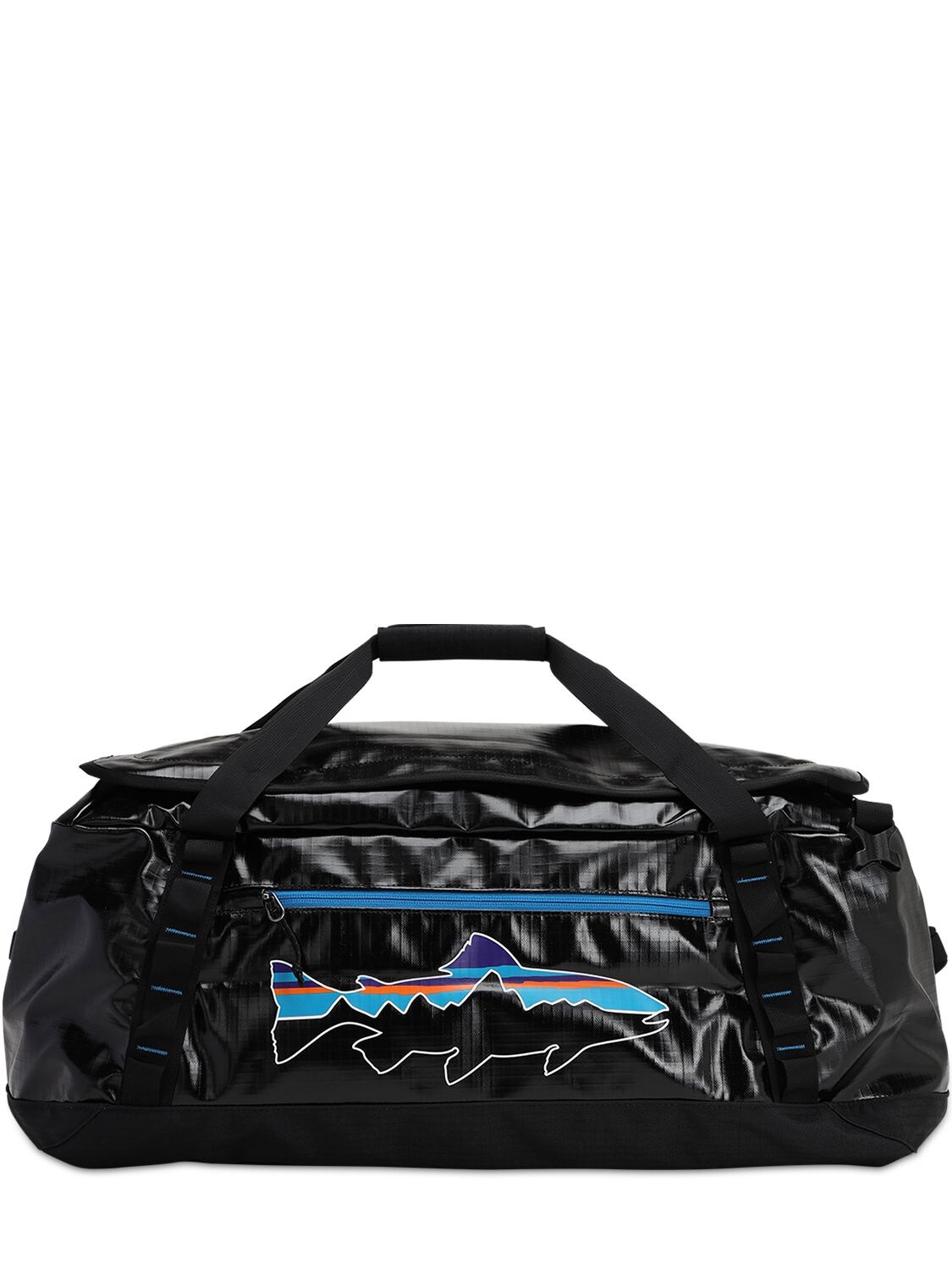 Patagonia 55l Logo Printed Black Hole Duffel Bag In Schwarz,multi