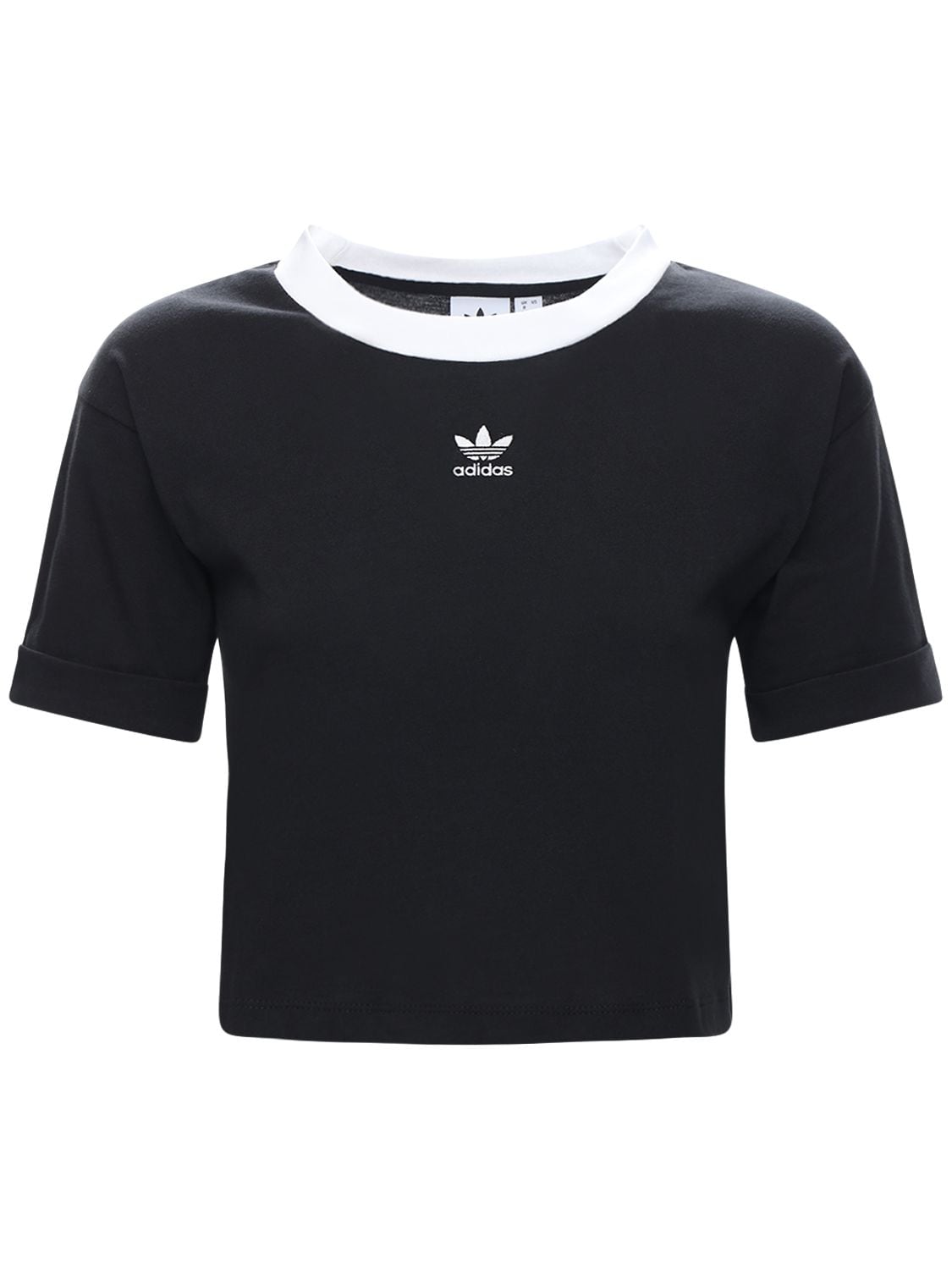 Adidas Originals - Logo cotton crop top - Black | Luisaviaroma