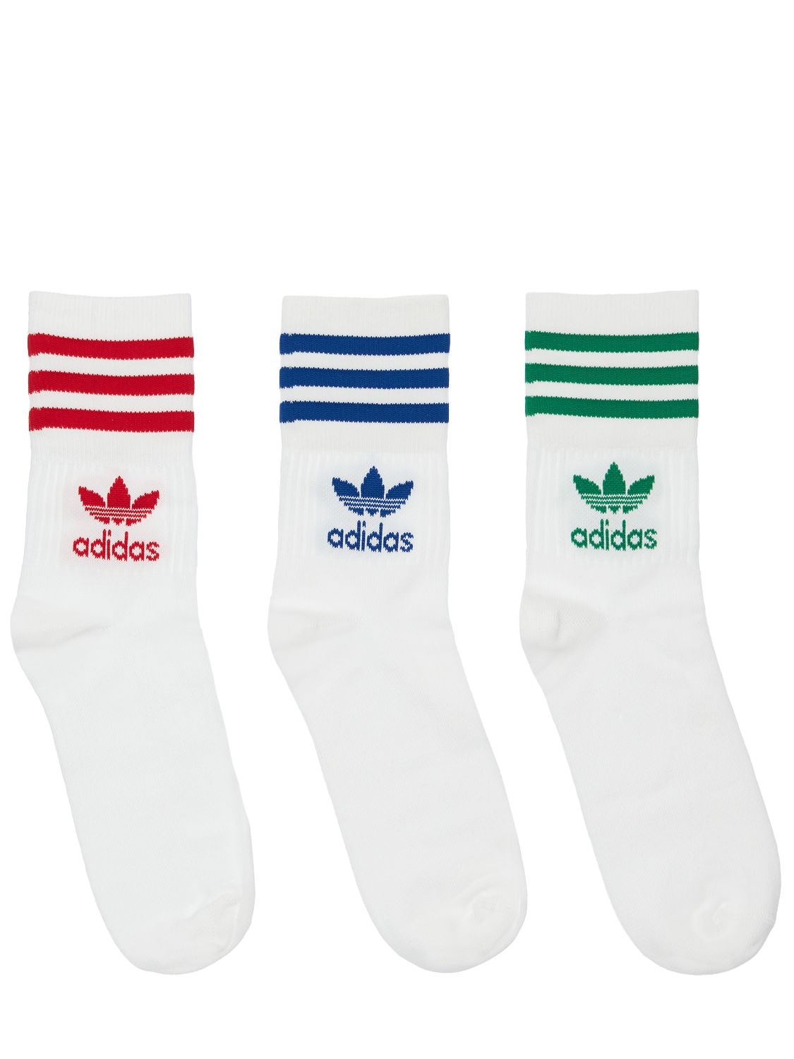 Adidas Originals Pack Of 3 Mid Cut Solid Crew Socks In White,multi