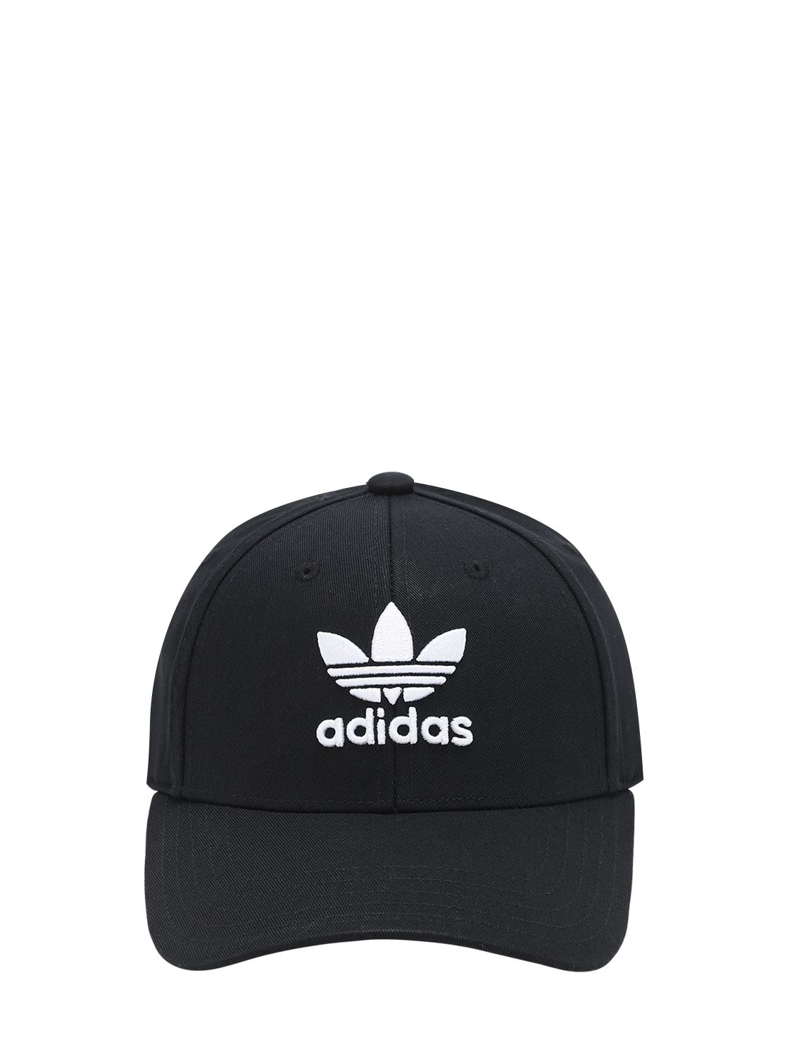 Adidas Originals Classic Trefoil Cotton Baseball Hat In Black