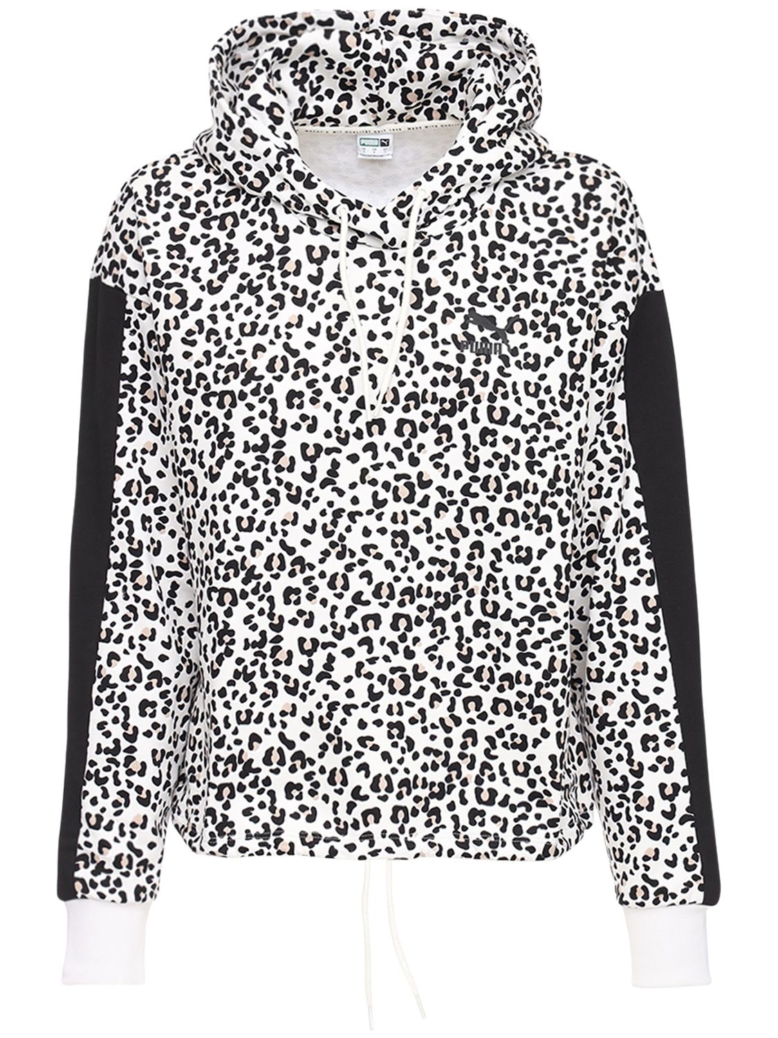 Puma Animalier Print Crop Cotton Hoodie In Leopard | ModeSens