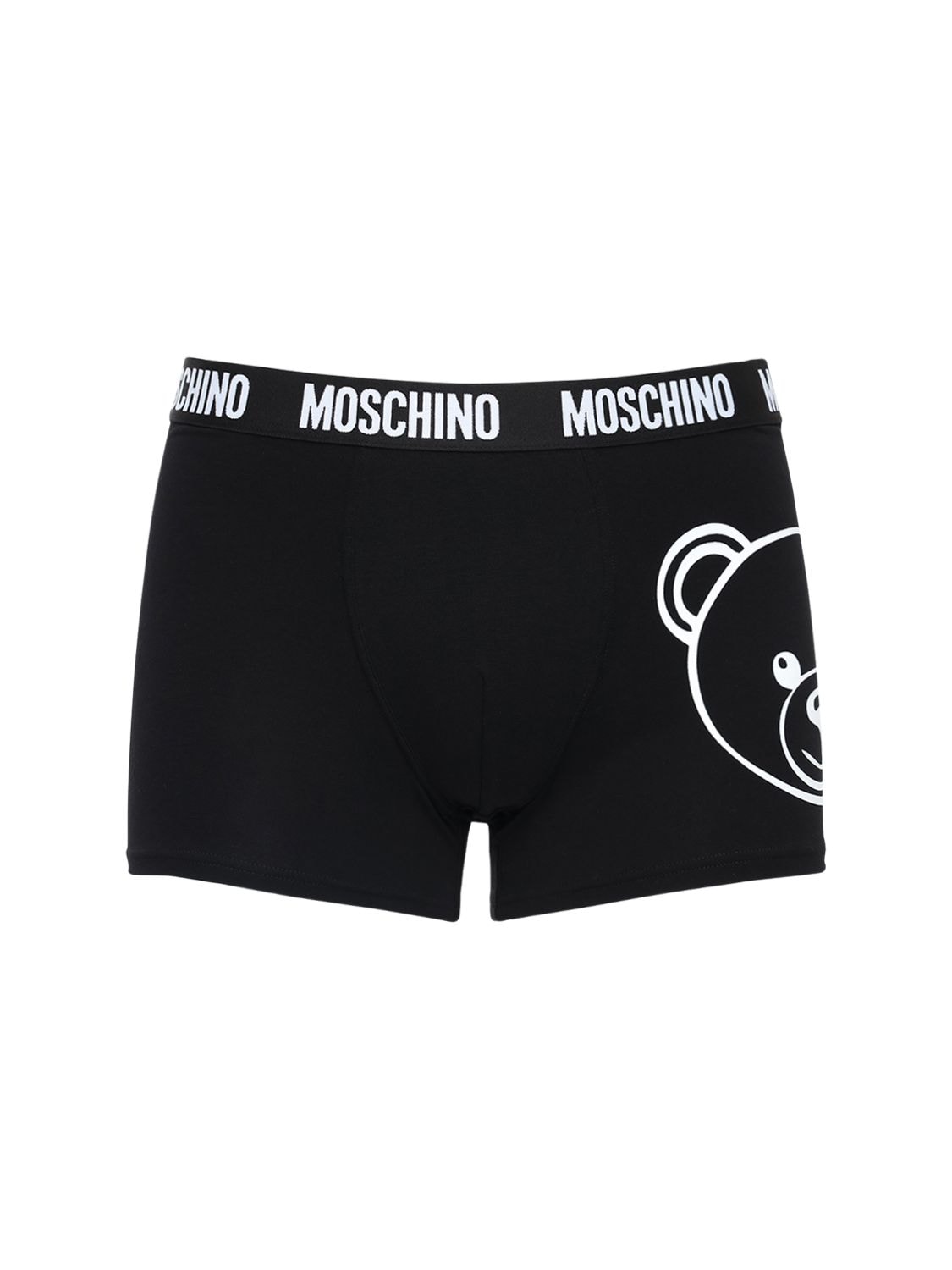 Moschino Underwear Big Bear Cotton Jersey Boxer Briefs In Black