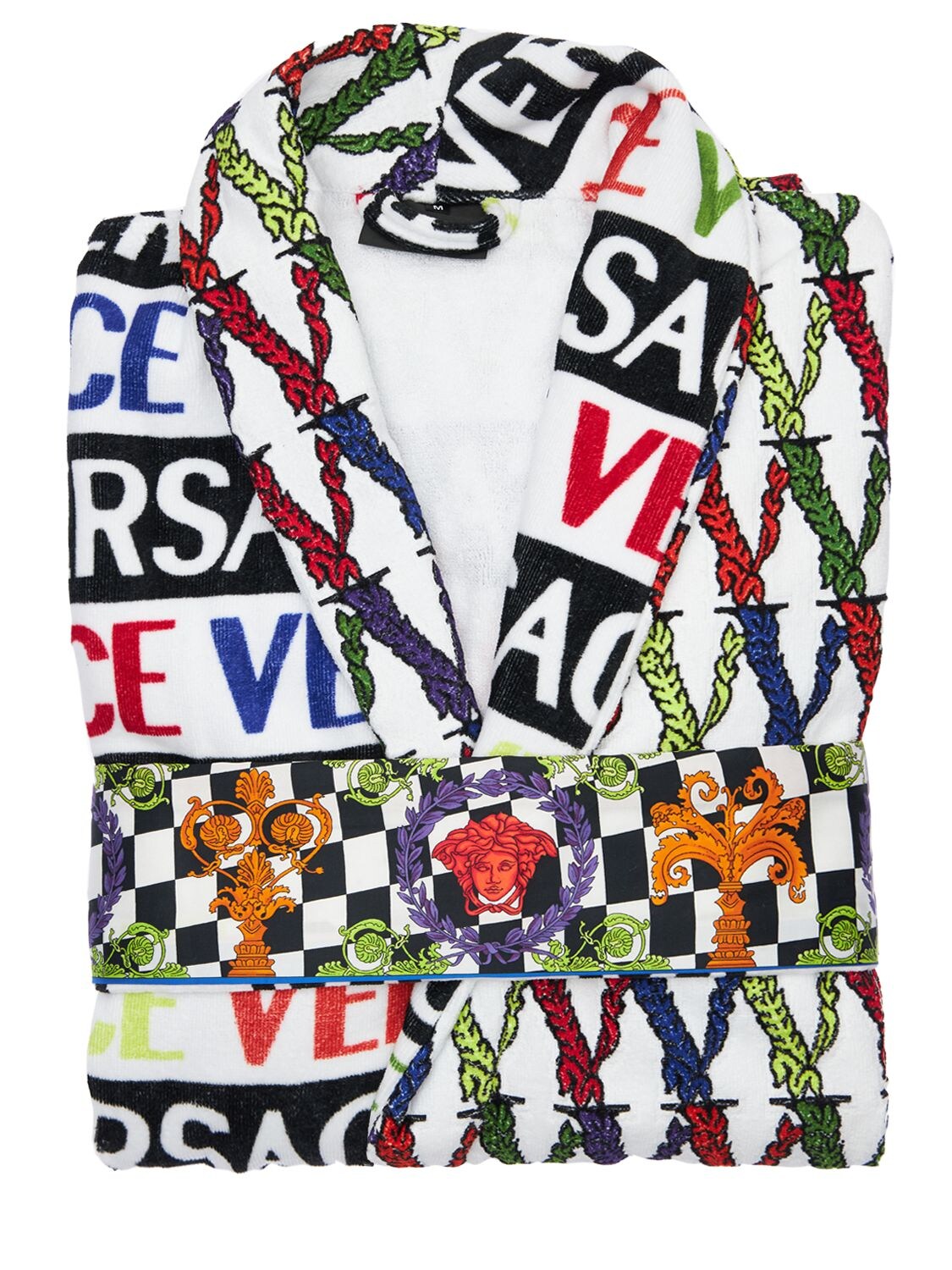 Versace Virtus Cotton Bathrobe In Multicolor