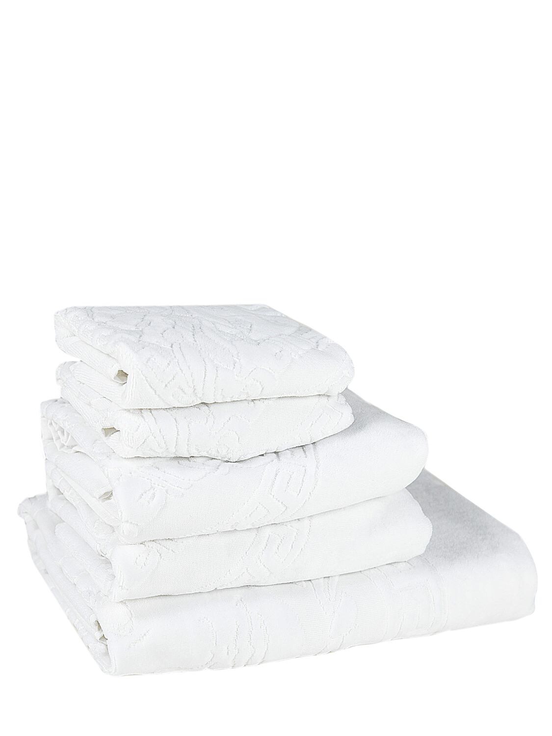 Versace Set Of 5 Medusa Classic Cotton Towels In White