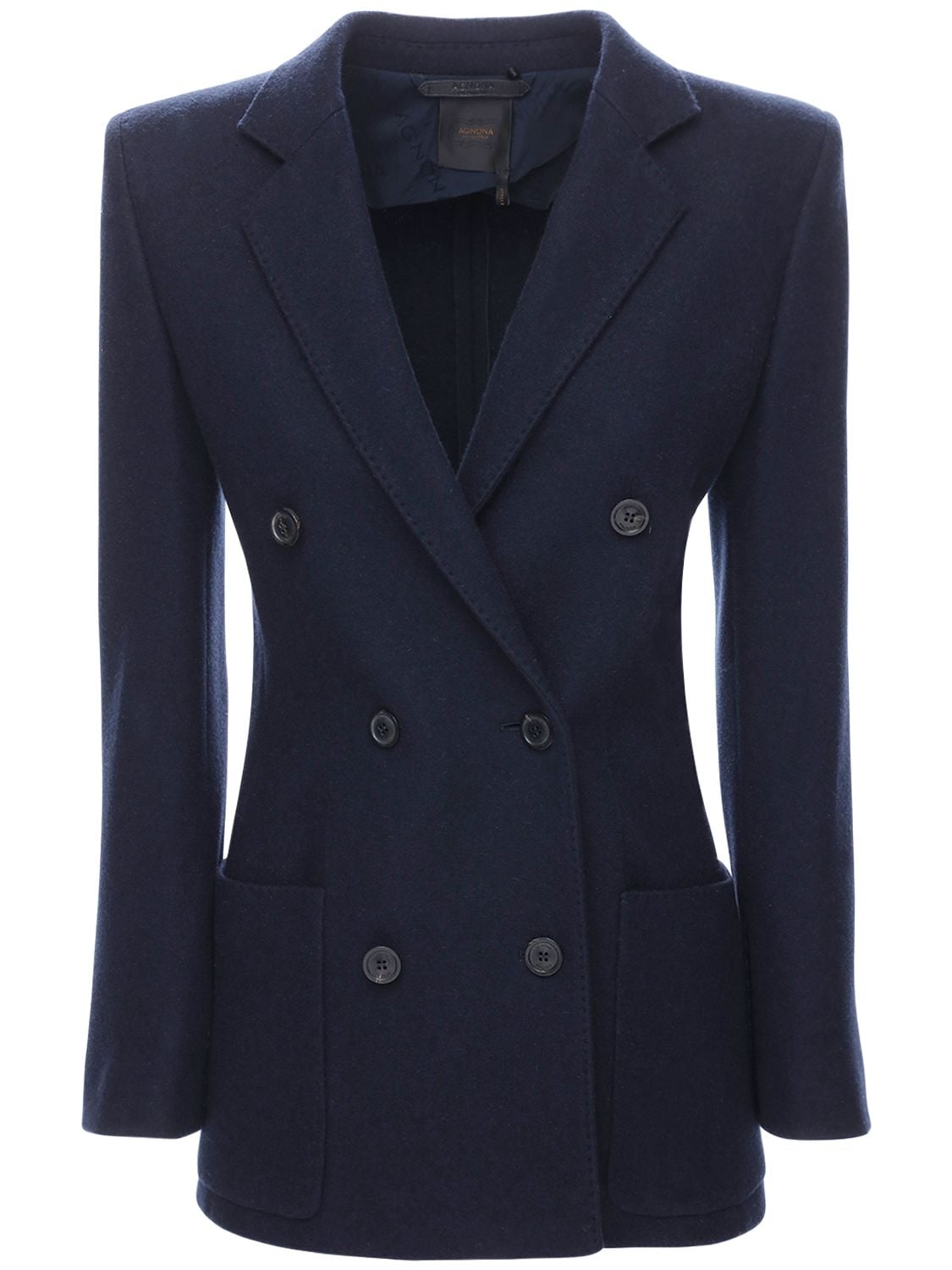 Agnona Double Breasted Cashmere Jacket In Navy