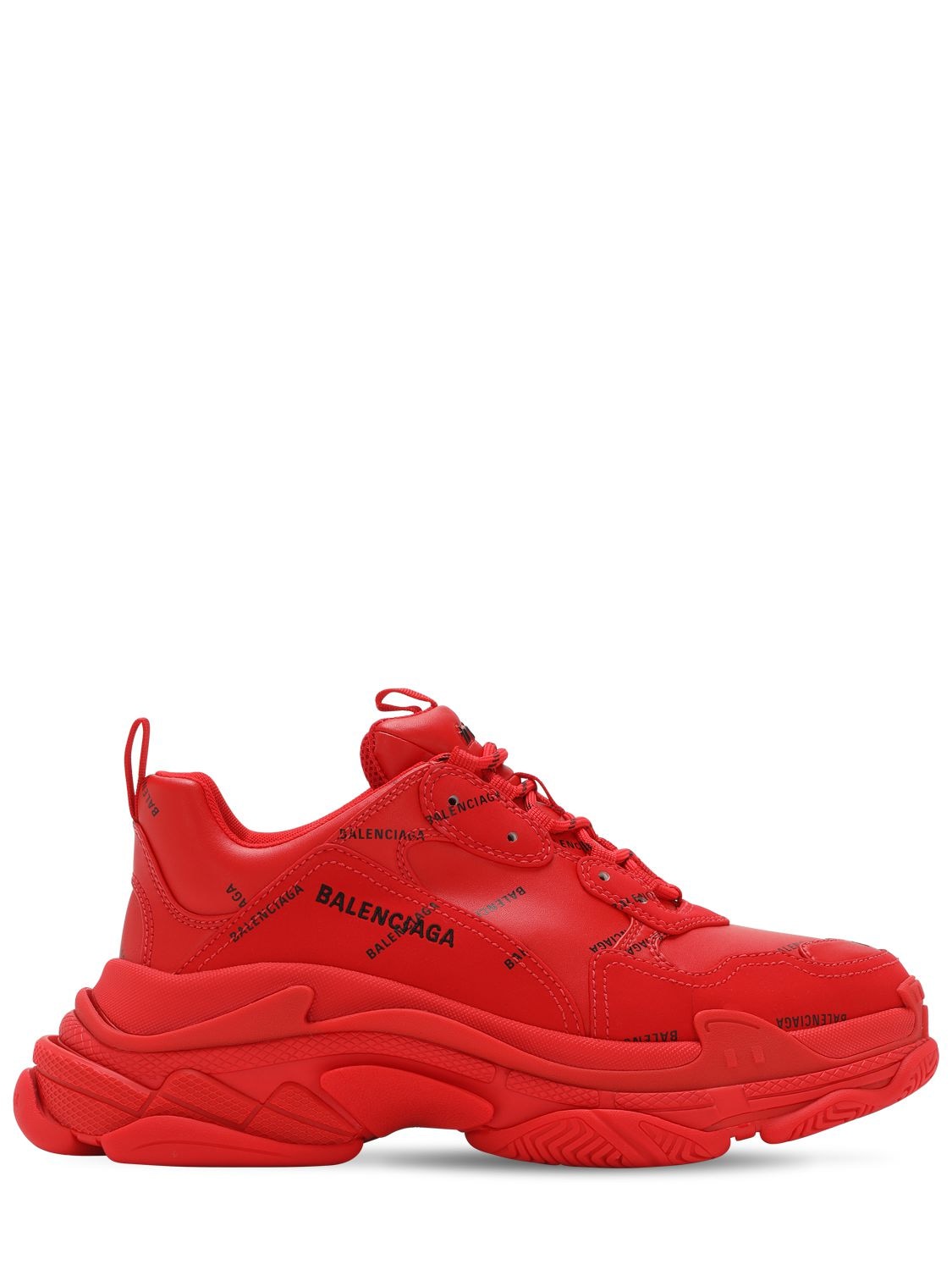 Balenciaga Triple S Logo-Print Faux Leather Red low top sneakers - Sneak in  Peace