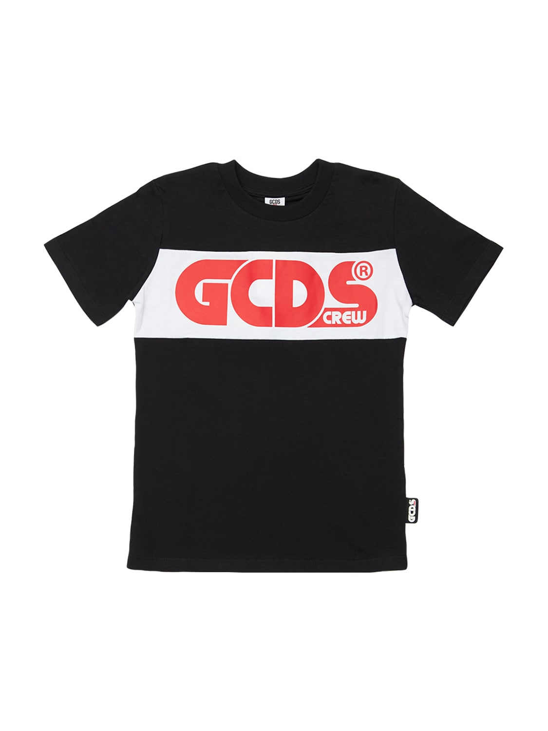 Gcds Kids' Logo Print Cotton Jersey T-shirt In Black