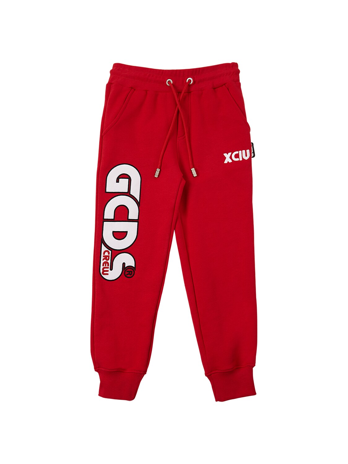 GCDS EMBROIDERED LOGO COTTON SWEATPANTS,72I1V6019-MDQW0