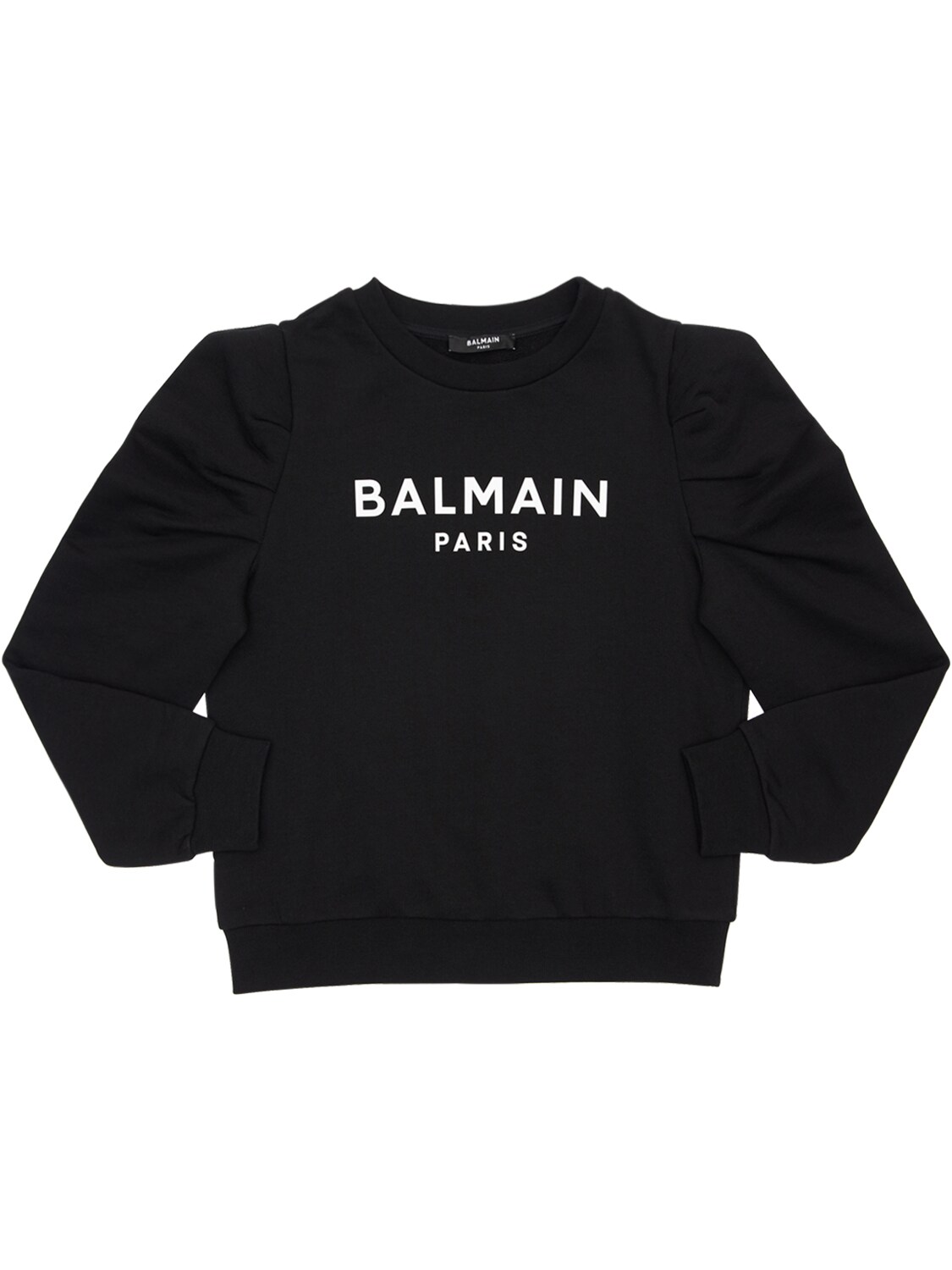 Balmain Kids' Logo Print Cotton Sweatshirt In Black
