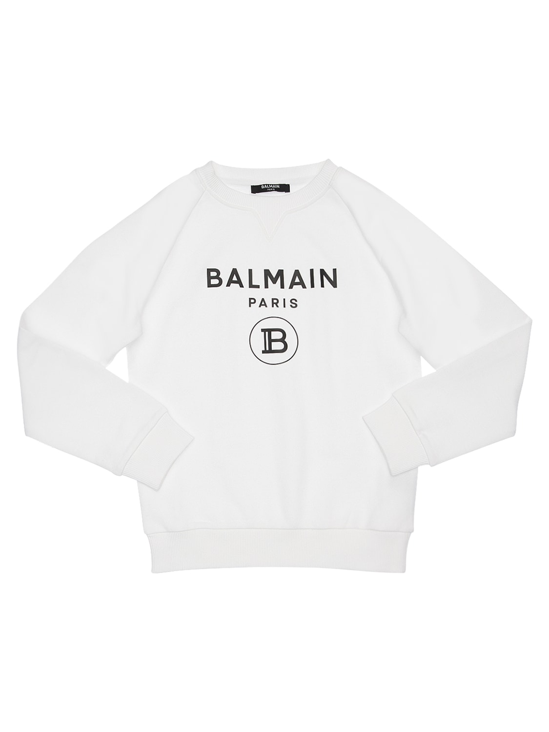 Balmain Teen Crew-neck Logo Sweatshirt In White