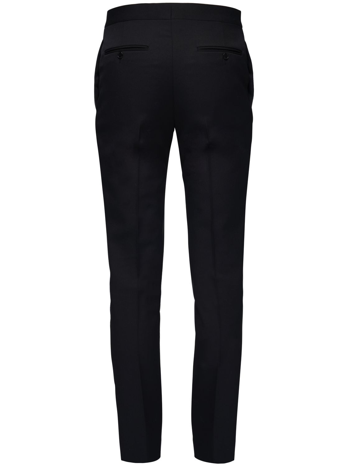 Shop Saint Laurent 16.5cm Wool Pants W/ Satin Bands In Black