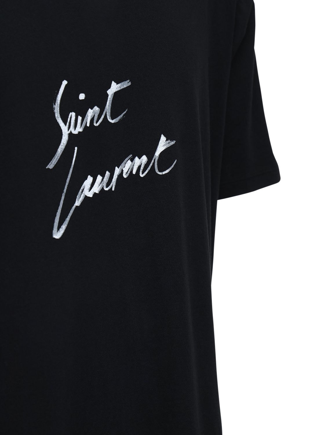 Saint Laurent Signature Logo-print Cotton T-shirt In Black | ModeSens