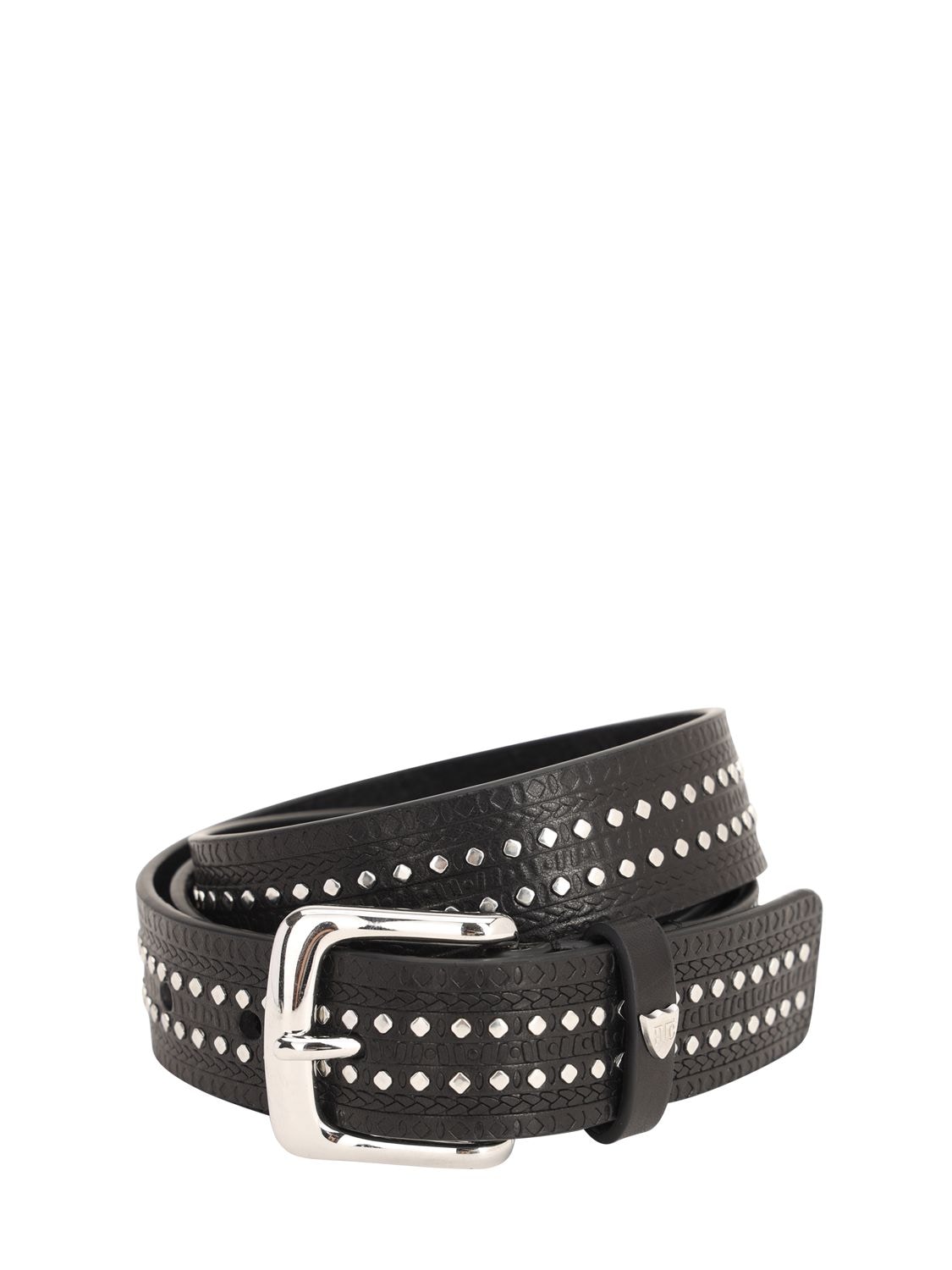 Htc Los Angeles 30mm Studded Leather Belt In Black