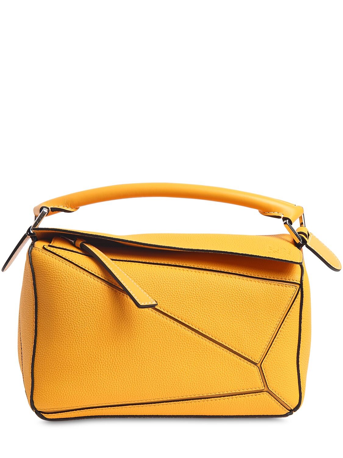 Loewe Small Puzzle Leather Top Handle Bag In Yellow