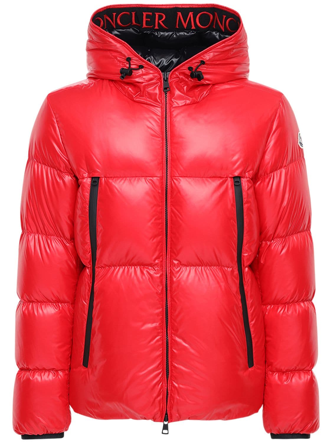 Moncler Hooded Baronnies Nylon Laque Down Jacket In Red | ModeSens