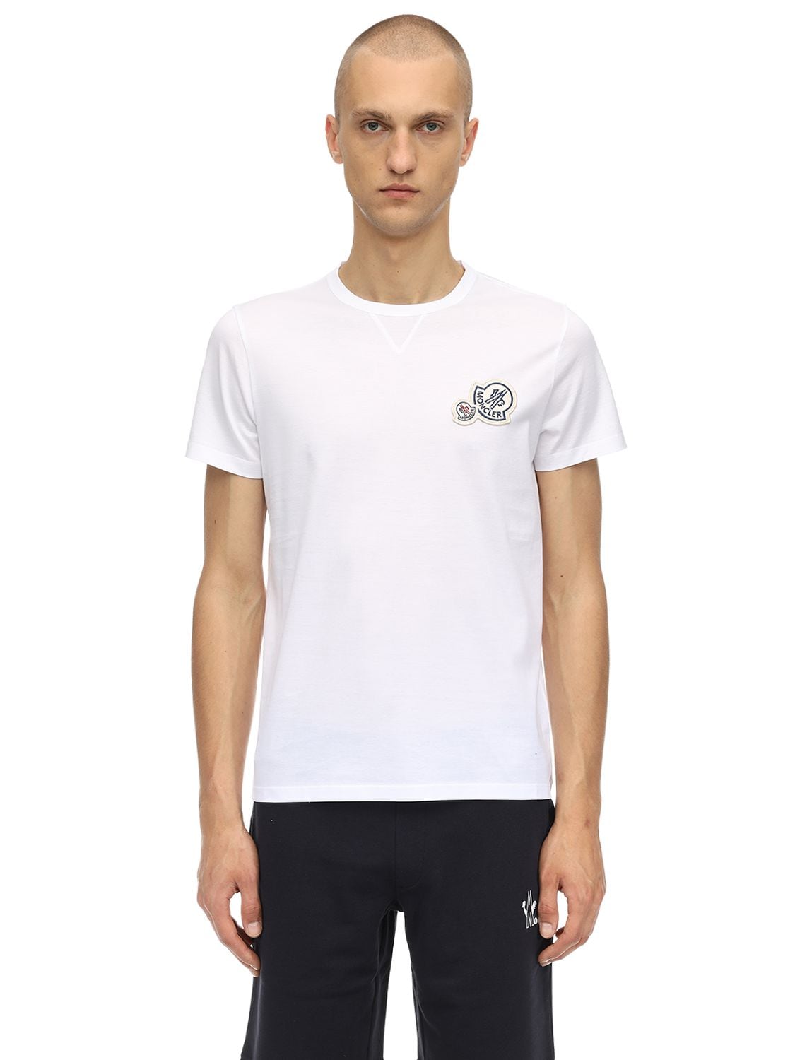 Moncler Cotton Jersey T-shirt W/ Logo Patch In White