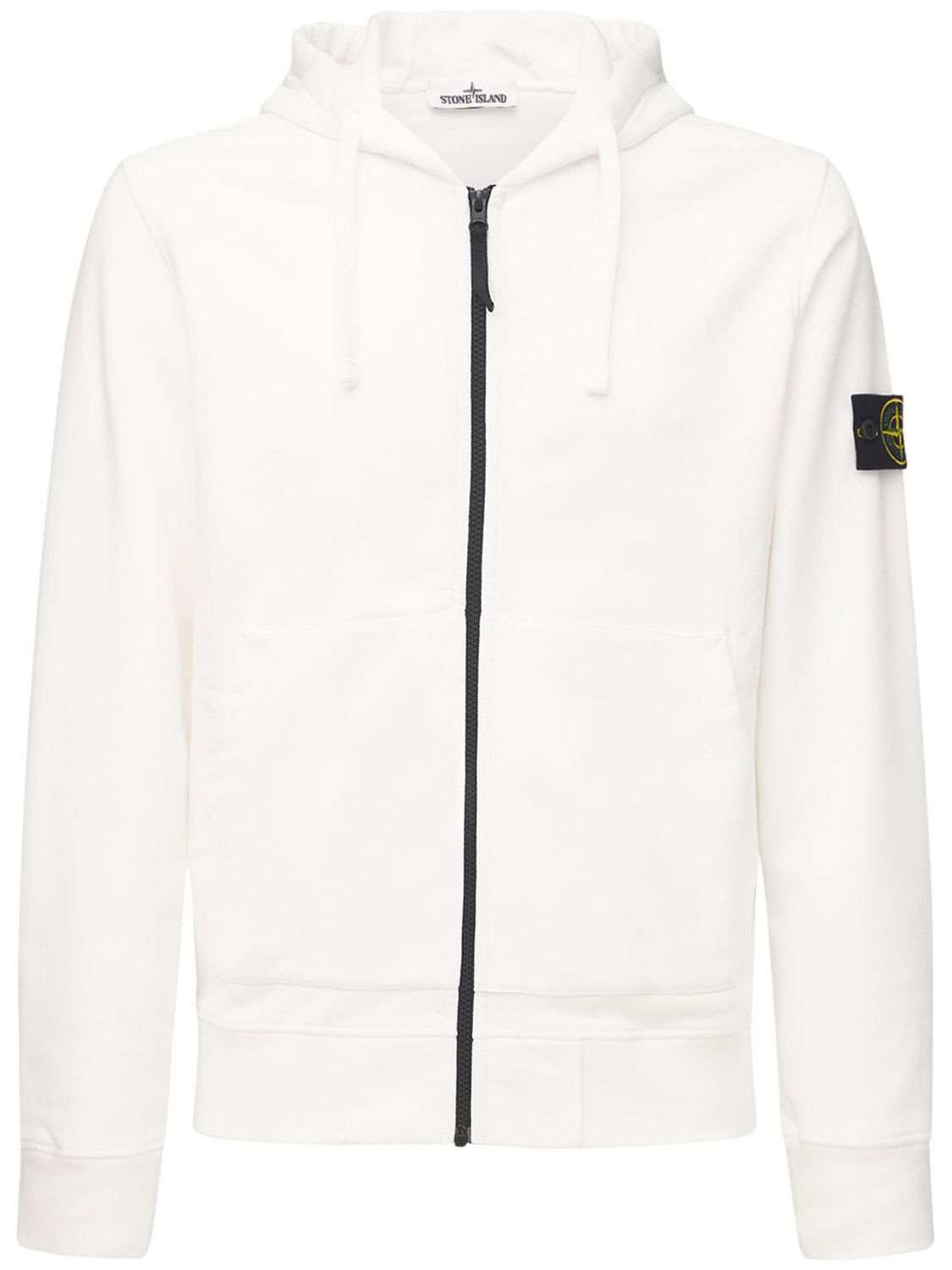 stone island zip hoodie white