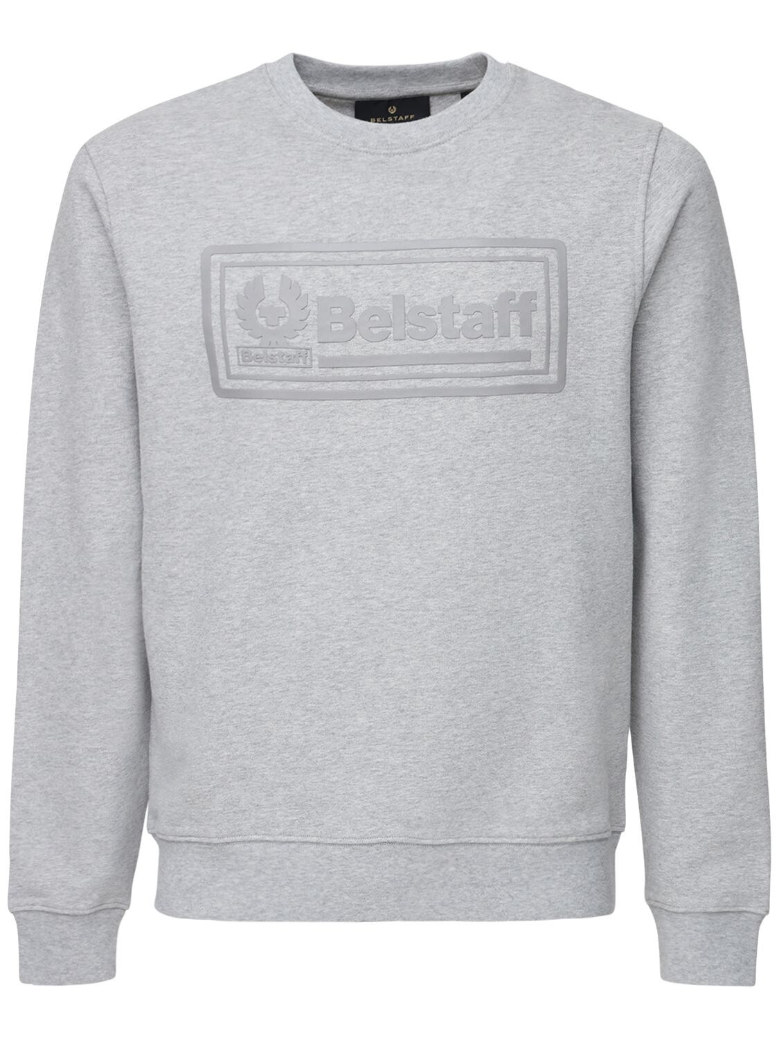 Belstaff Oulton Logo Patch Cotton Sweatshirt In Heather Grey