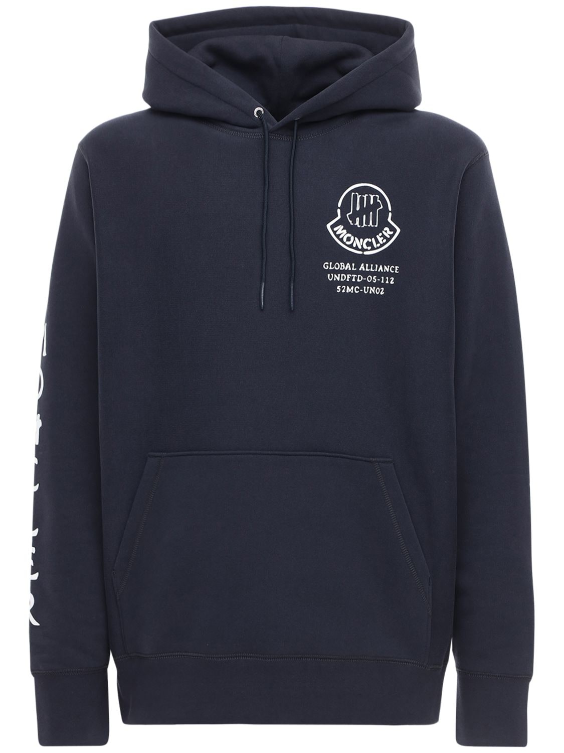 Moncler Genius Undefeated Logo Cotton Hoodie In Navy